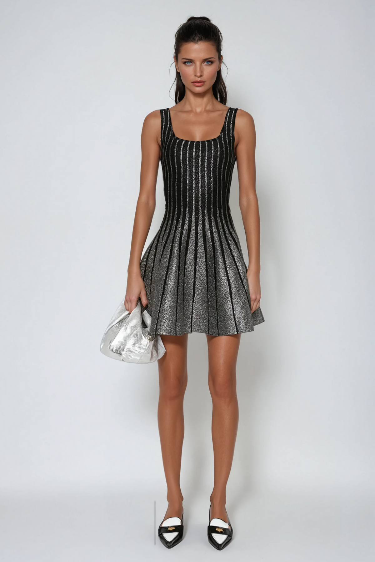 Ananya Stripe Sleeveless Ruffle Mini Dress