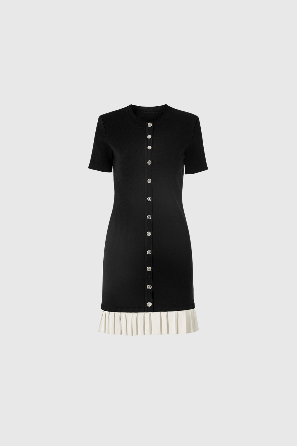 Anass Button Ruffle Short Sleeve Mini Dress