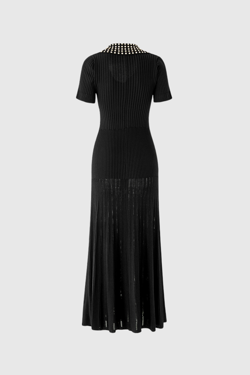 Anastacia Embellished Lapel Knit Maxi Dress