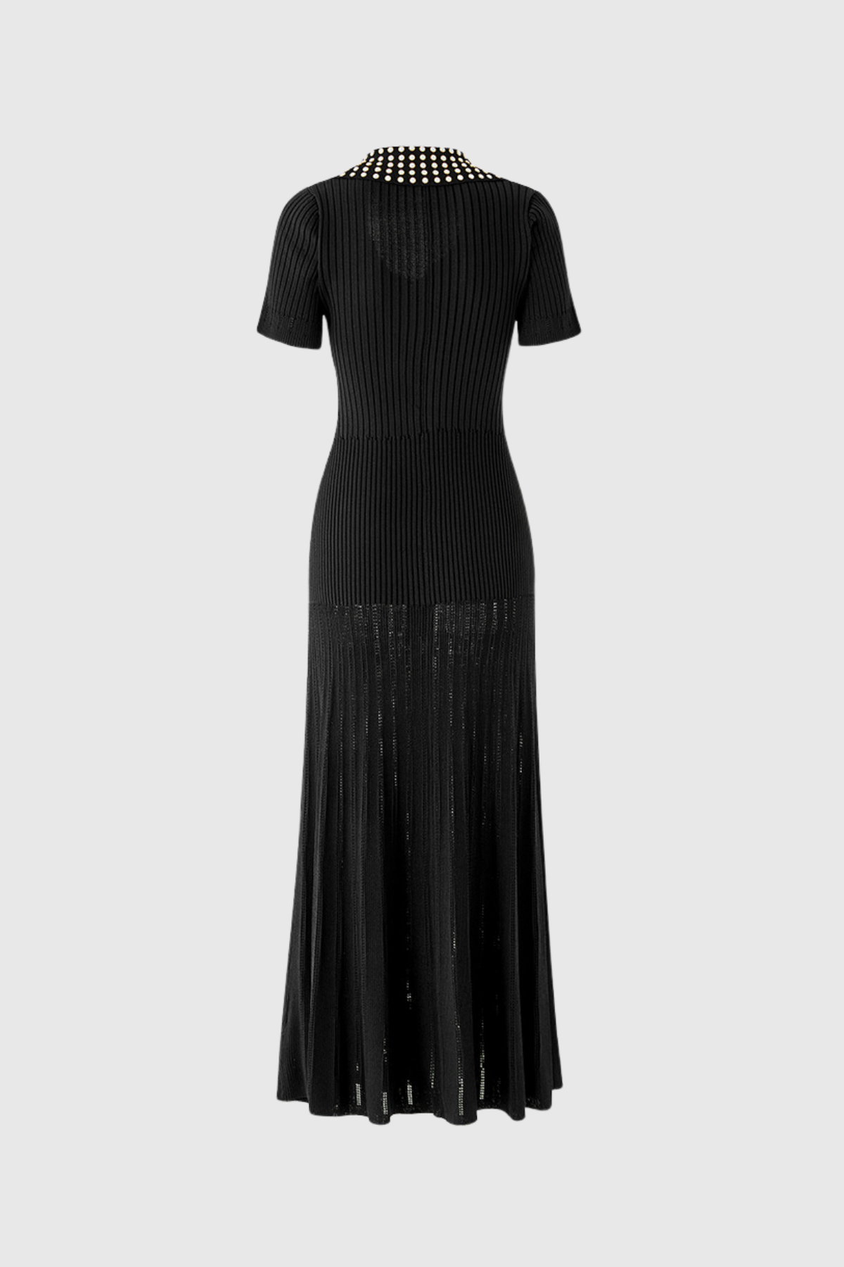 Anastacia Embellished Lapel Knit Maxi Dress