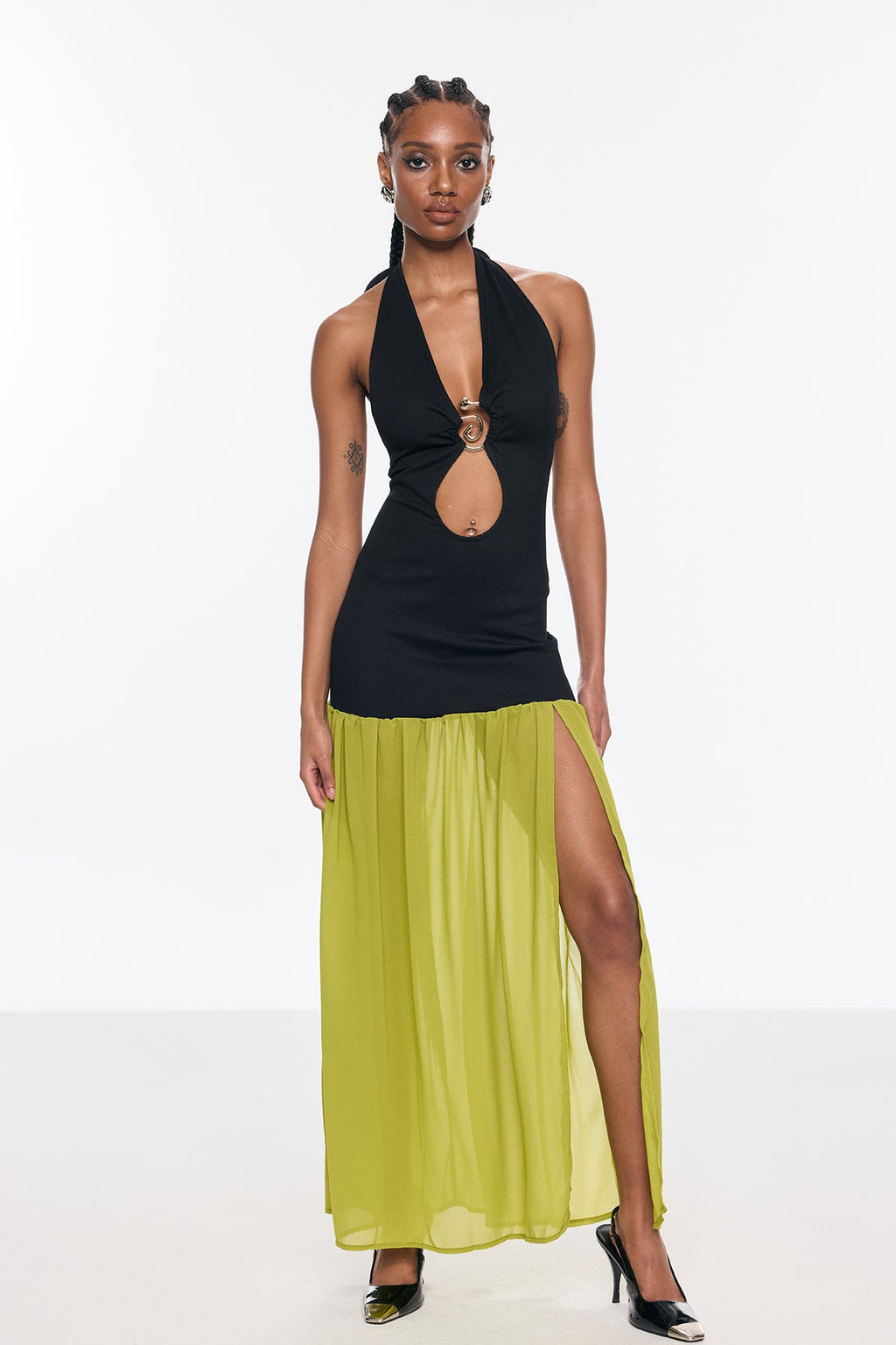Anatoli Cutout Halter Neck Backless Split Maxi Dress