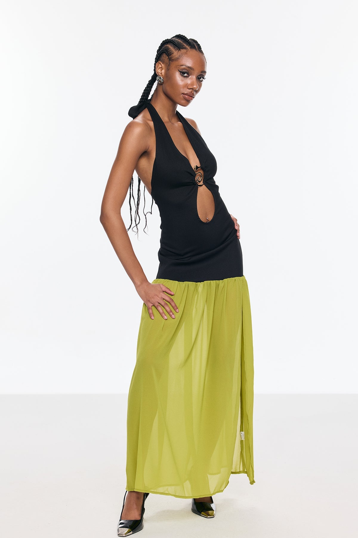 Anatoli Cutout Halter Neck Backless Split Maxi Dress