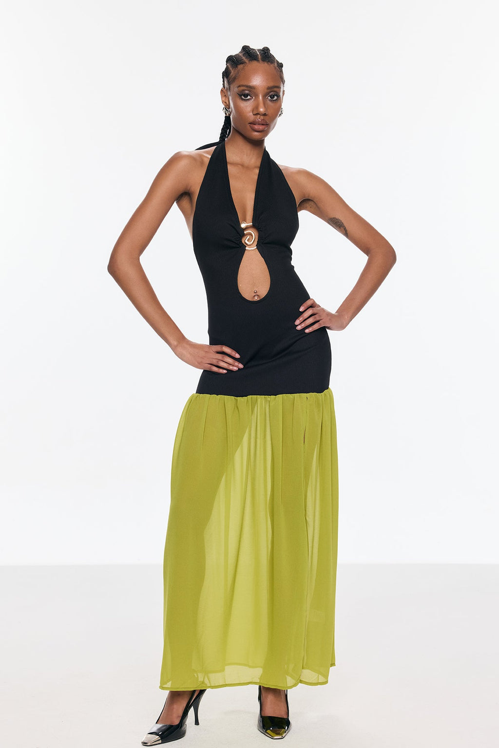 Anatoli Cutout Halter Neck Backless Split Maxi Dress