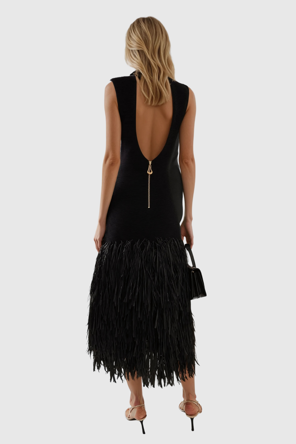 Anatoliy Fringe Backless Maxi Dress