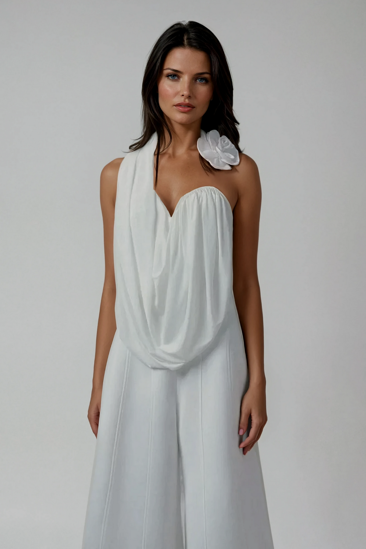 Anca Flower Asymmetric Ruch Top