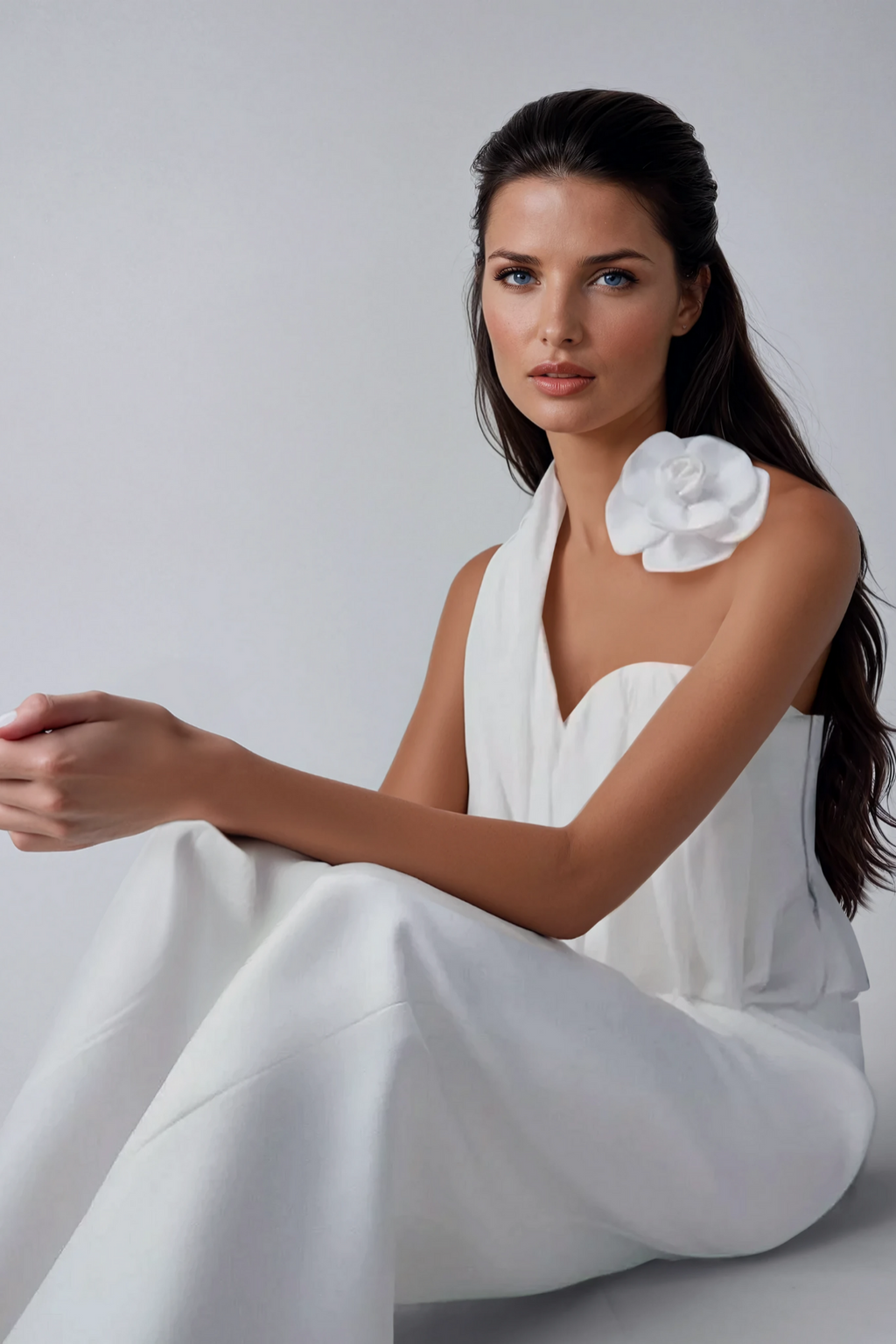 Anca Flower Asymmetric Ruch Top