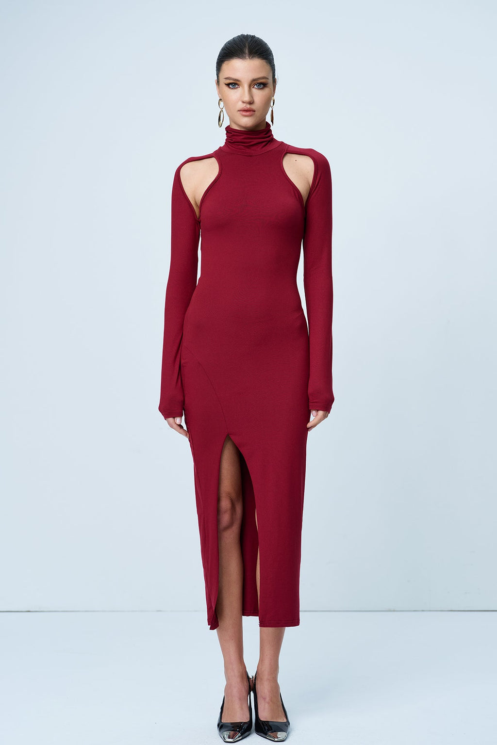 Aniketos Cutout Bodycon Split Maxi Dress