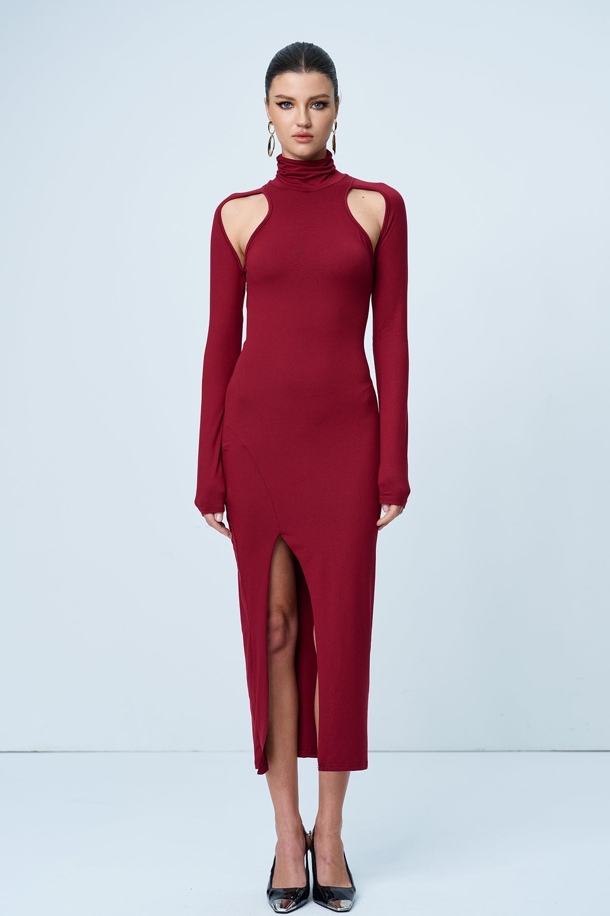 Aniketos Cutout Bodycon Split Maxi Dress