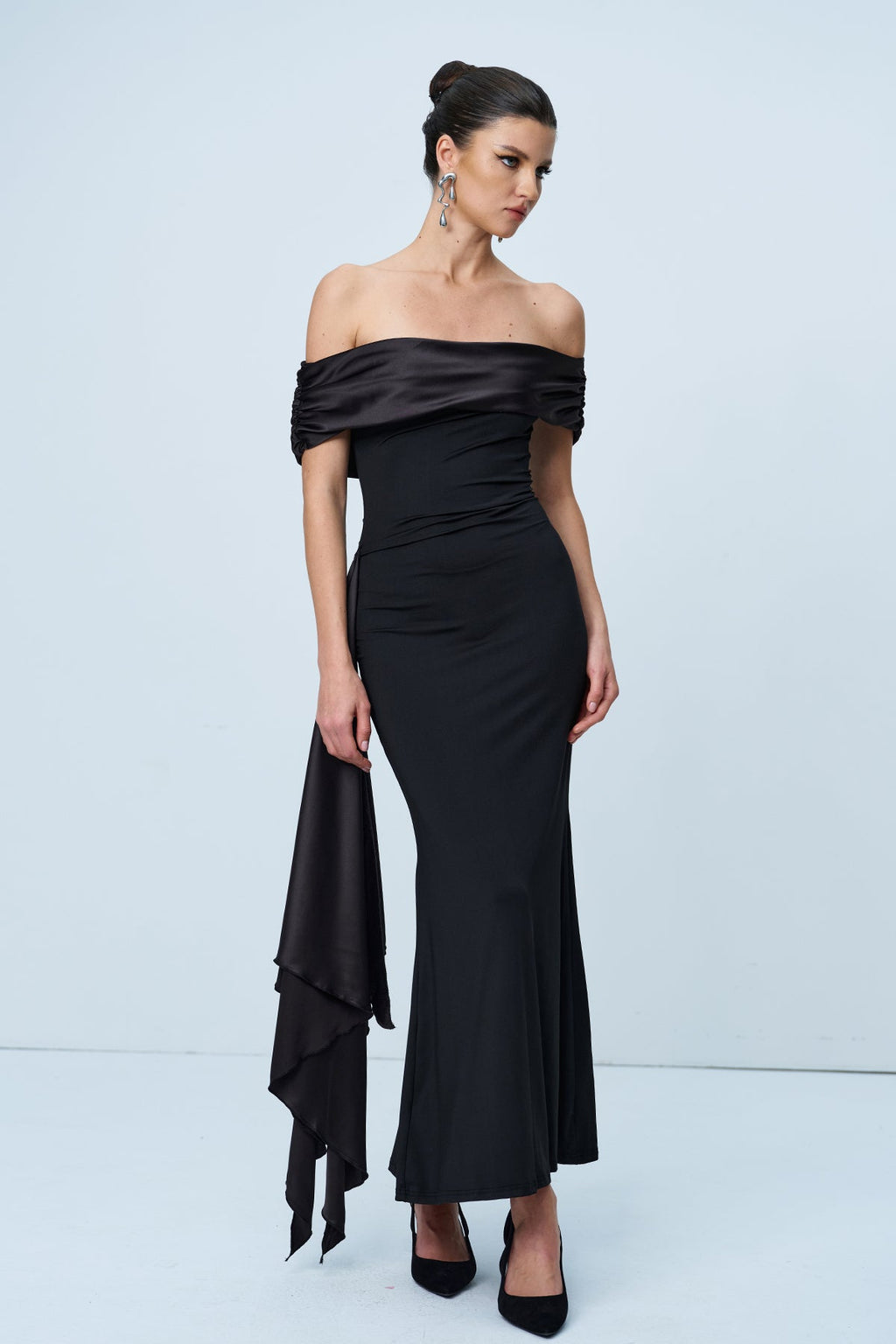Anil Ruch Strapless Lace Up Maxi Dress