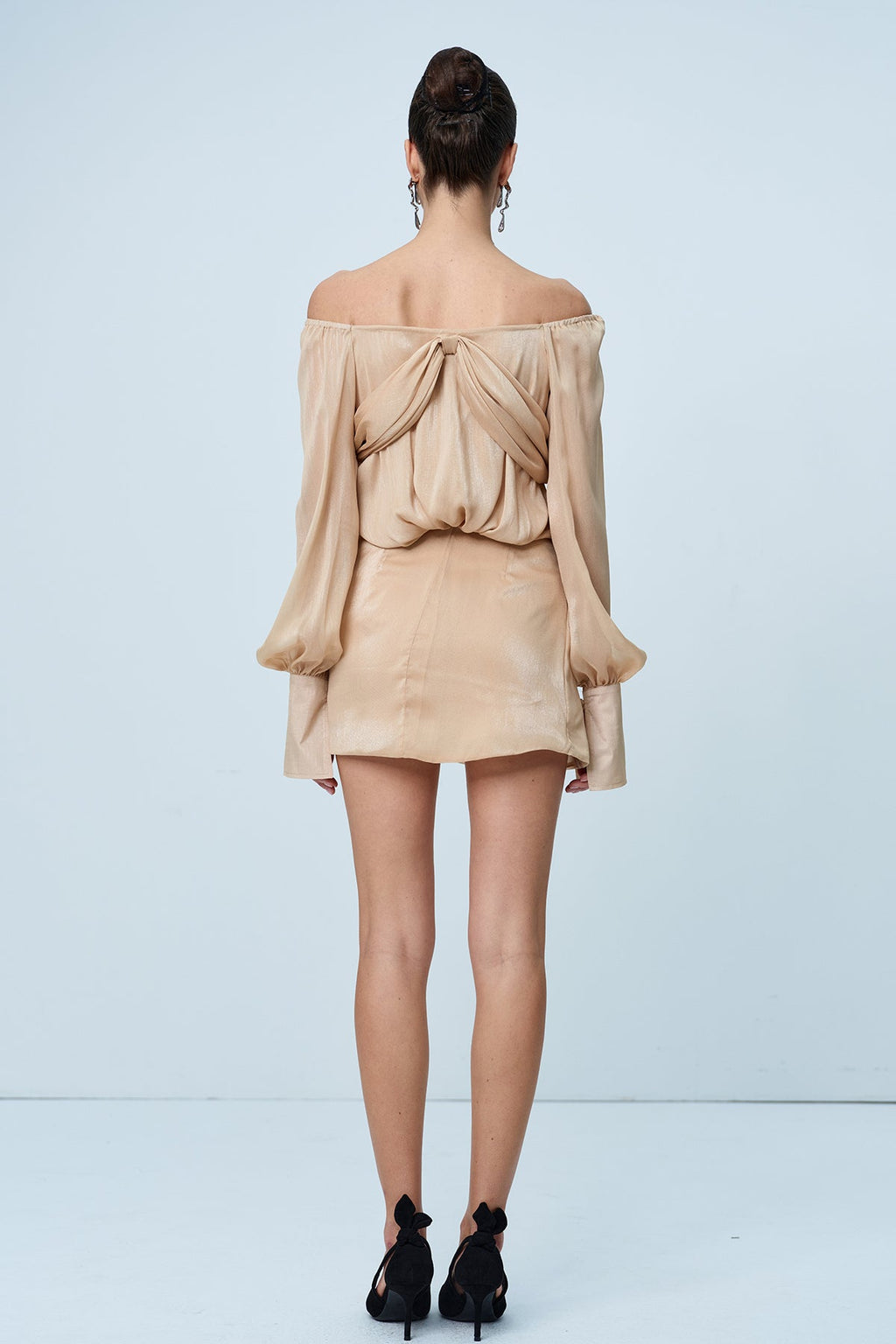 Anila Mesh Rhinestone Ruch Skirt Set