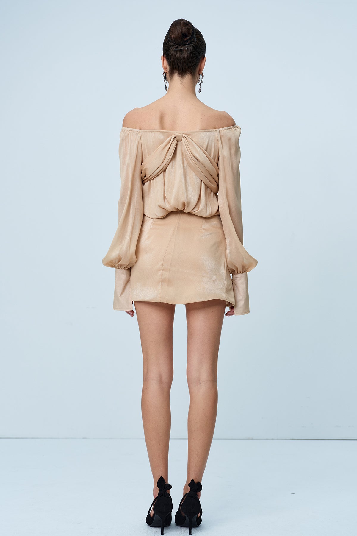 Anila Mesh Rhinestone Ruch Skirt Set