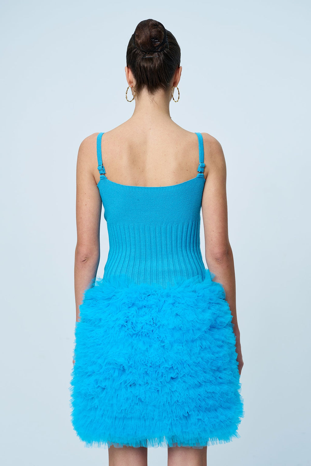 Anita Mesh Ruch Spaghetti Knit Mini Dress