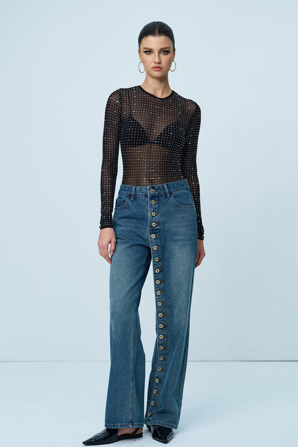 Anius Rhinestone Bodycon Bodysuit