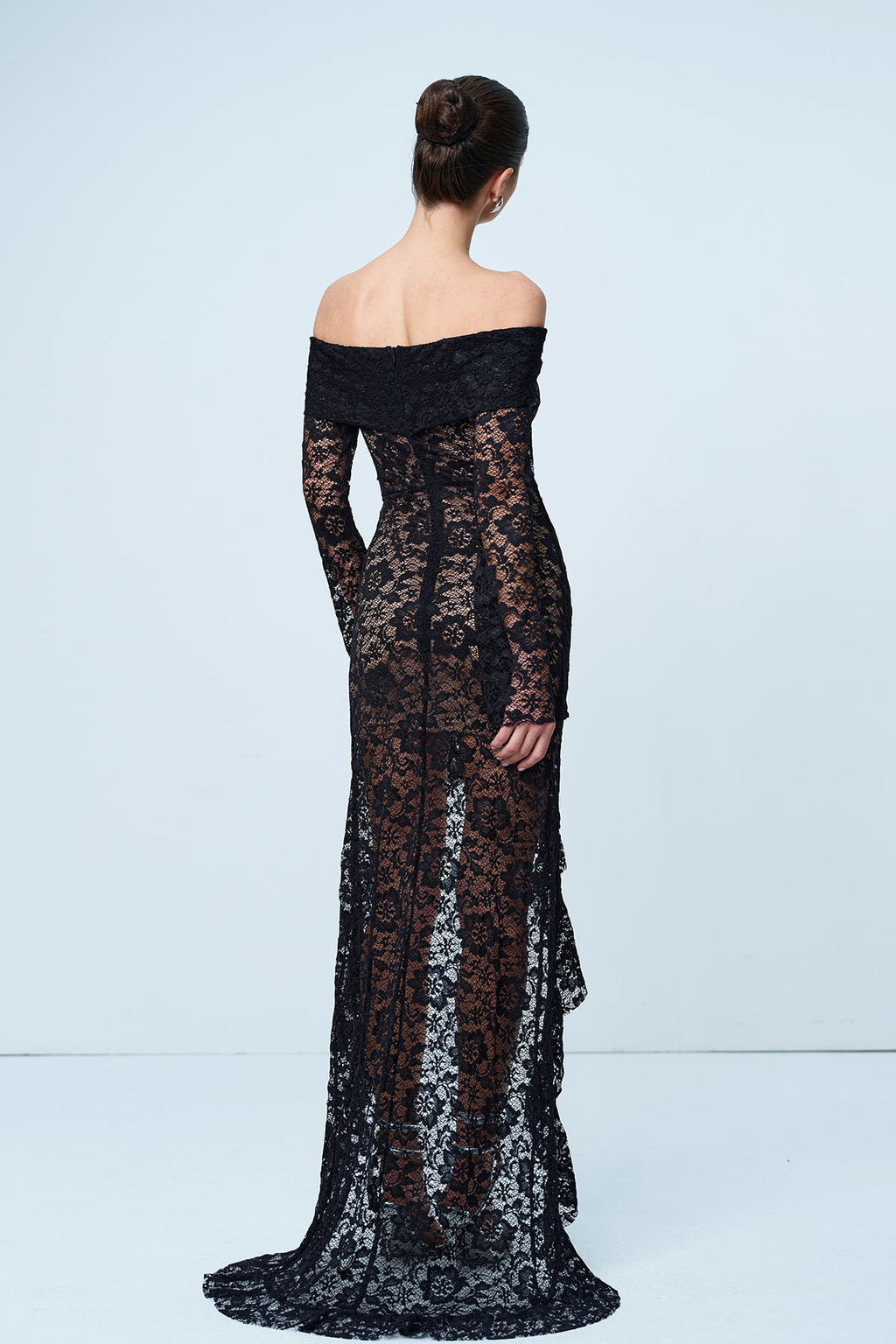 Anker Lace Off Shoulder Split Maxi Dress