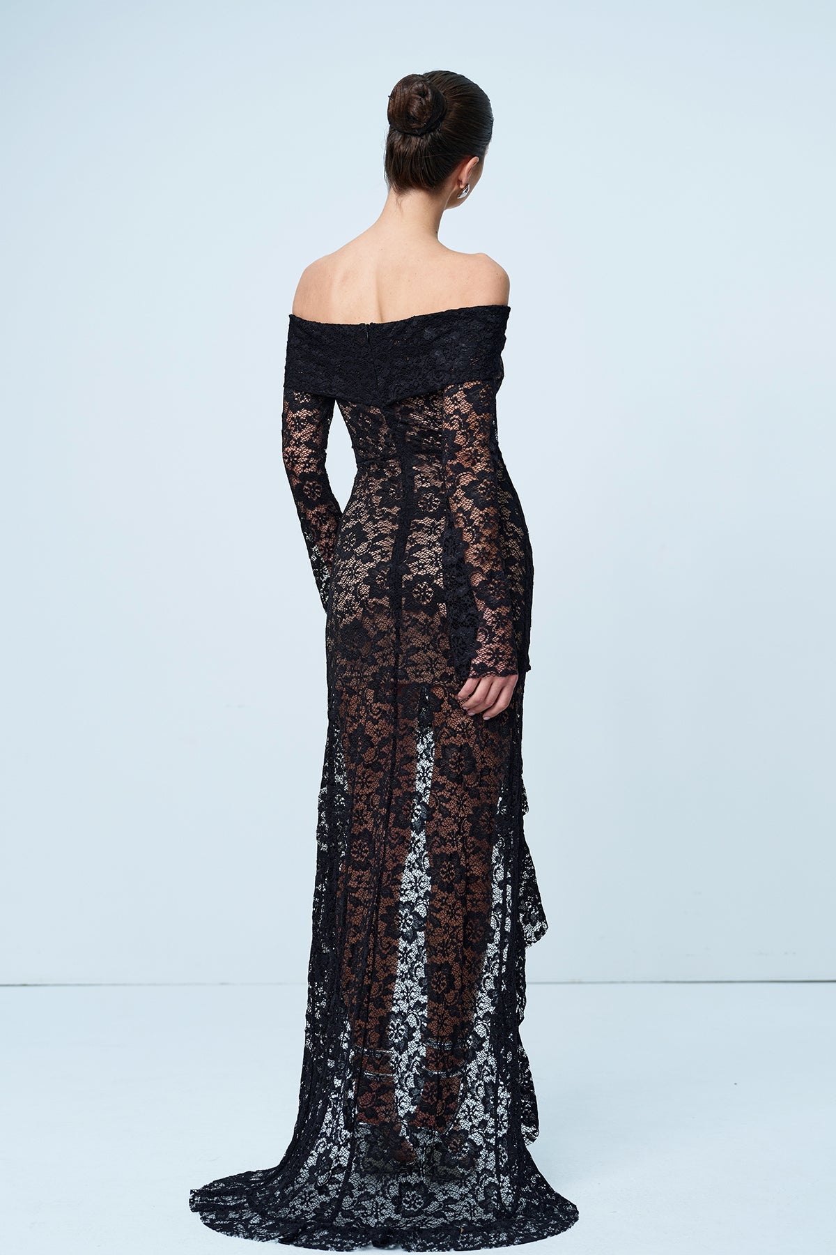 Anker Lace Off Shoulder Split Maxi Dress
