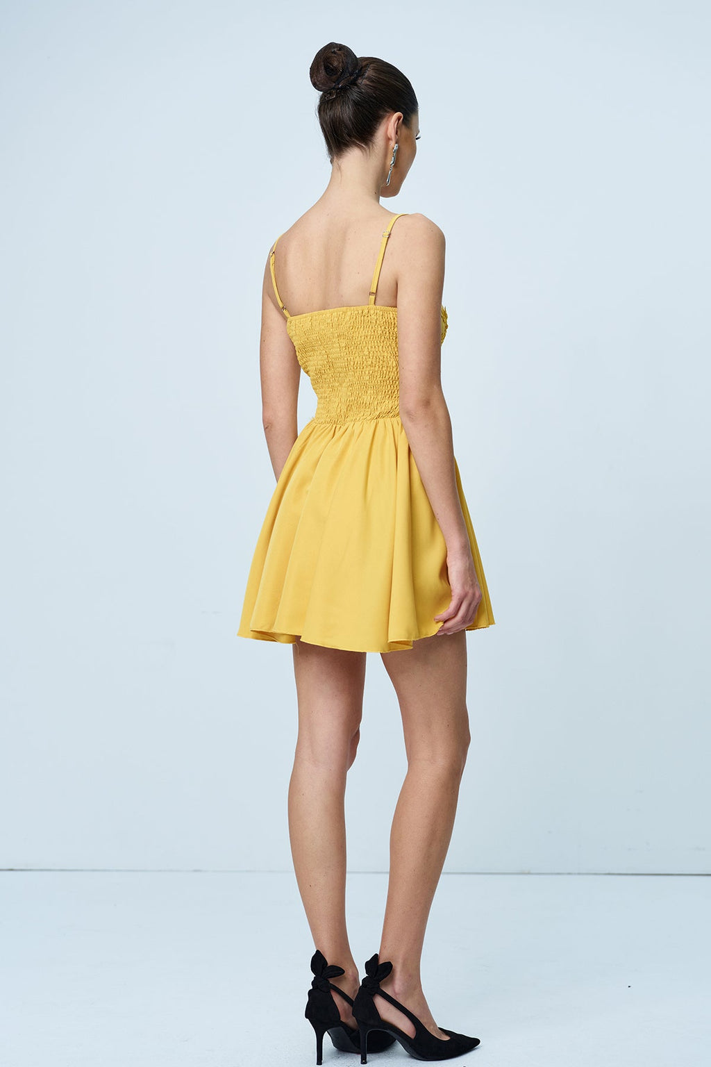 Ann Spaghetti Ruch Flower Mini Dress