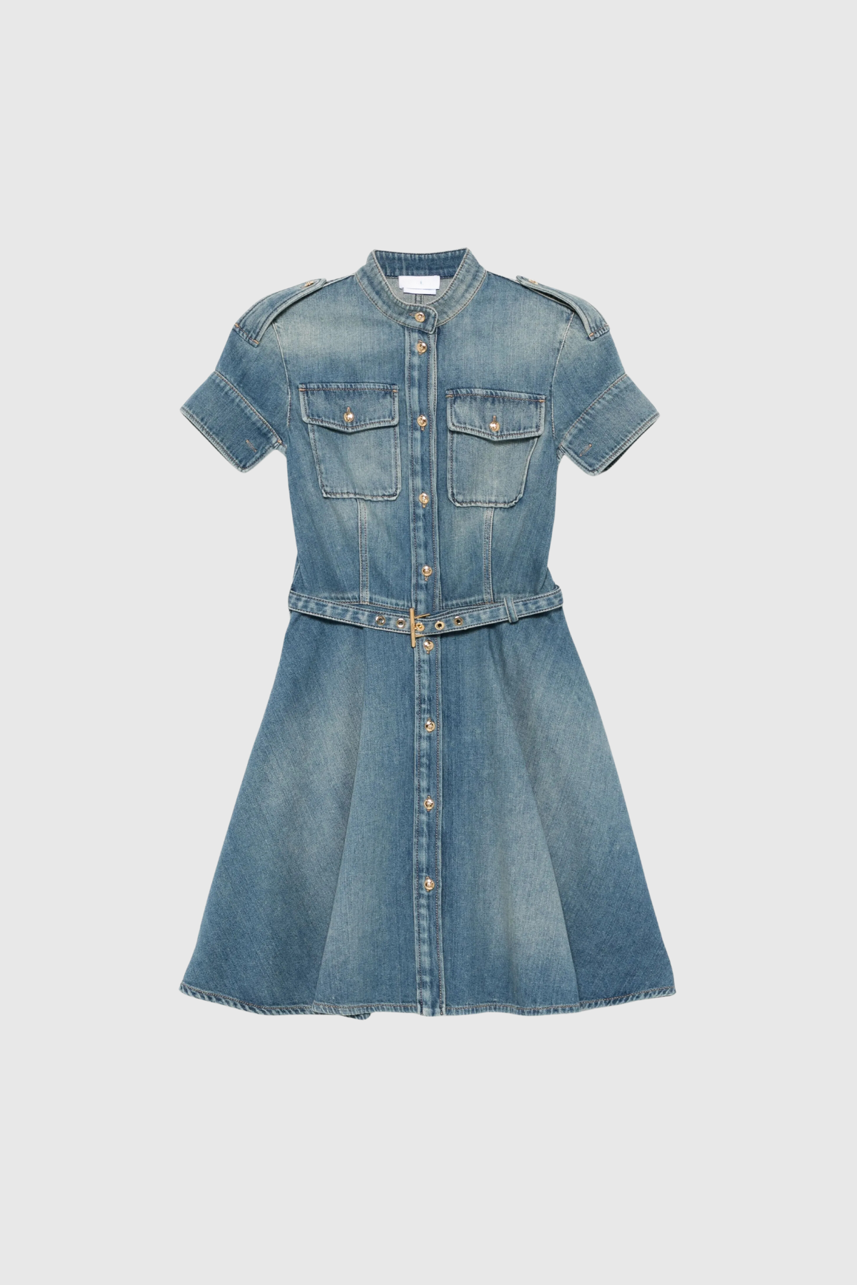 Anneka Ruffle Short Sleeves Denim Mini Dress