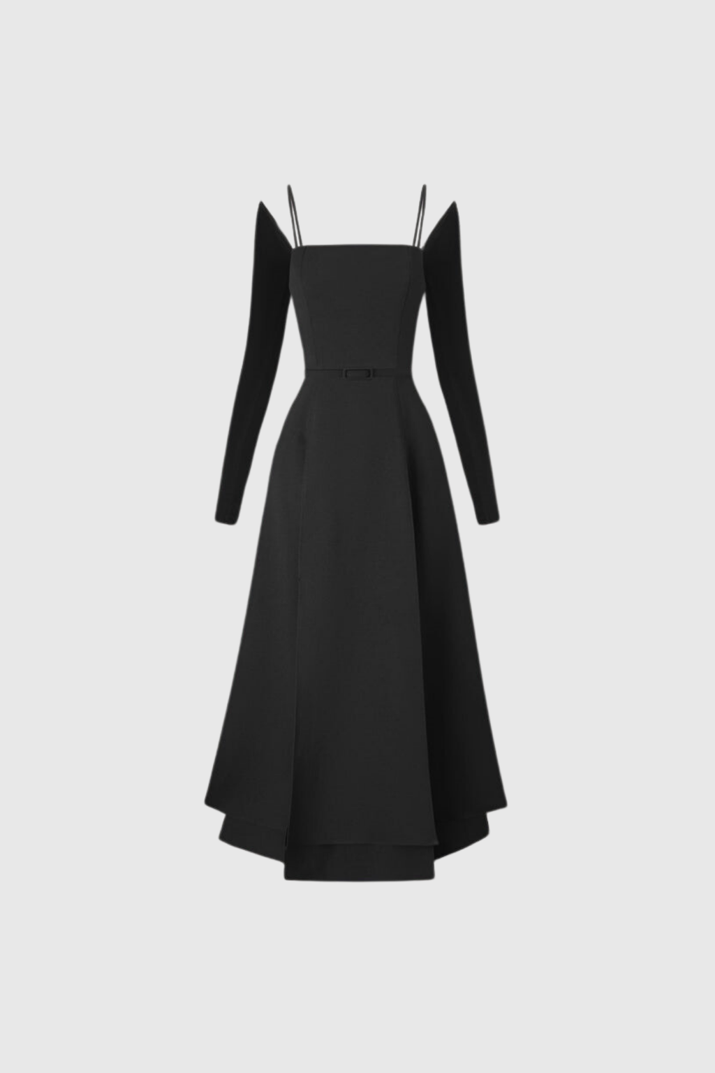 Annelien Lace Up Split Maxi Dress In Black