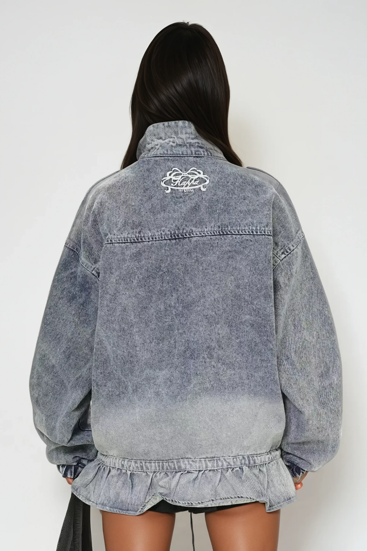 Annice Deconstruct Ruffle Denim Jacket