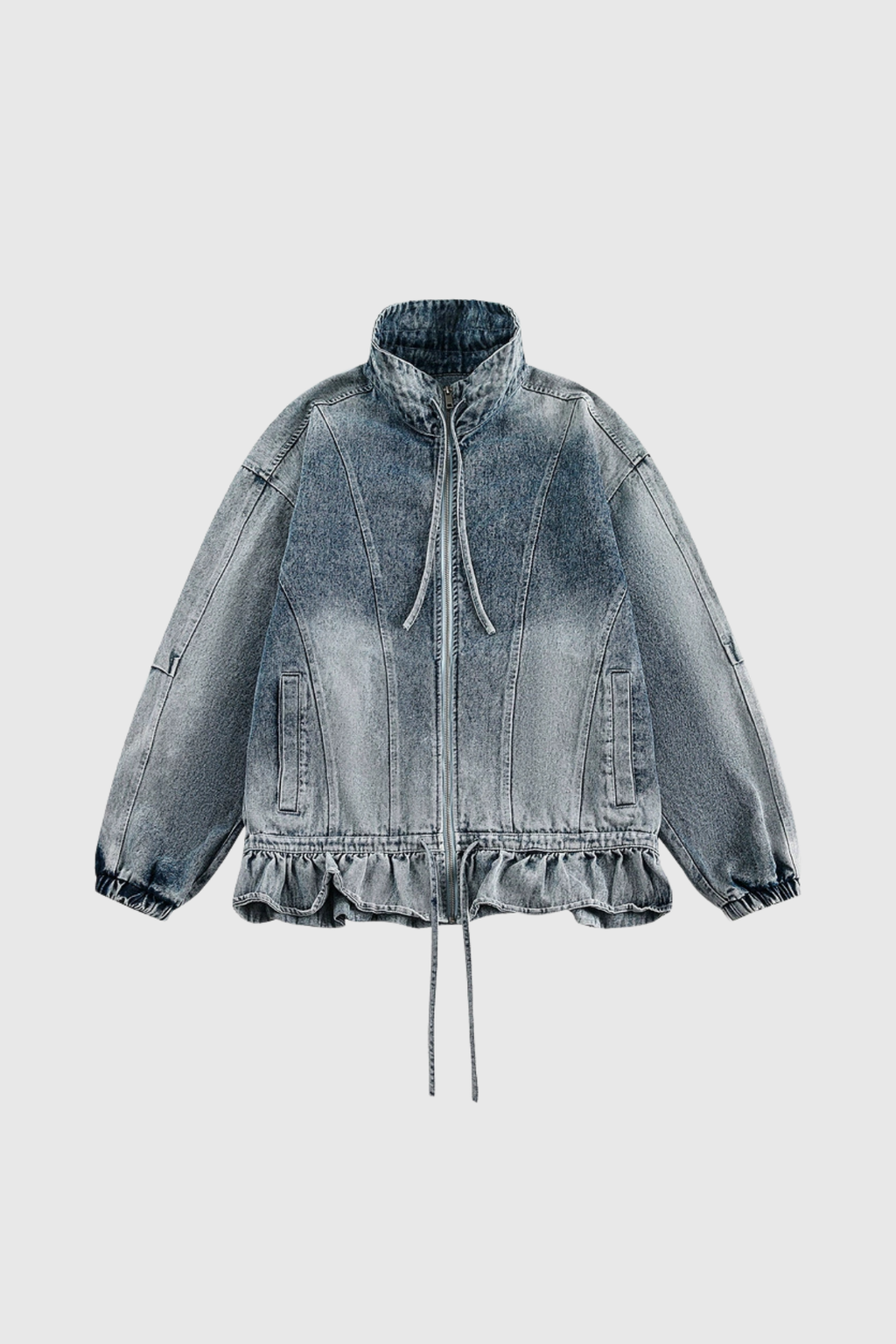 Annice Deconstruct Ruffle Denim Jacket