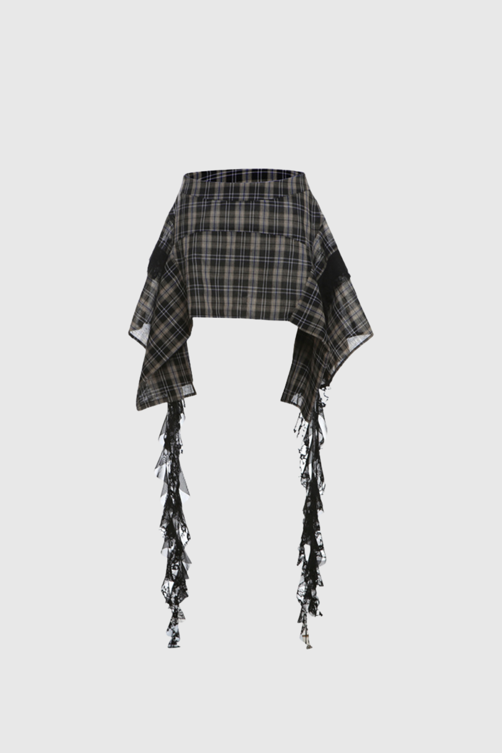 Annot Grid Asymmetric Fringe Skirt