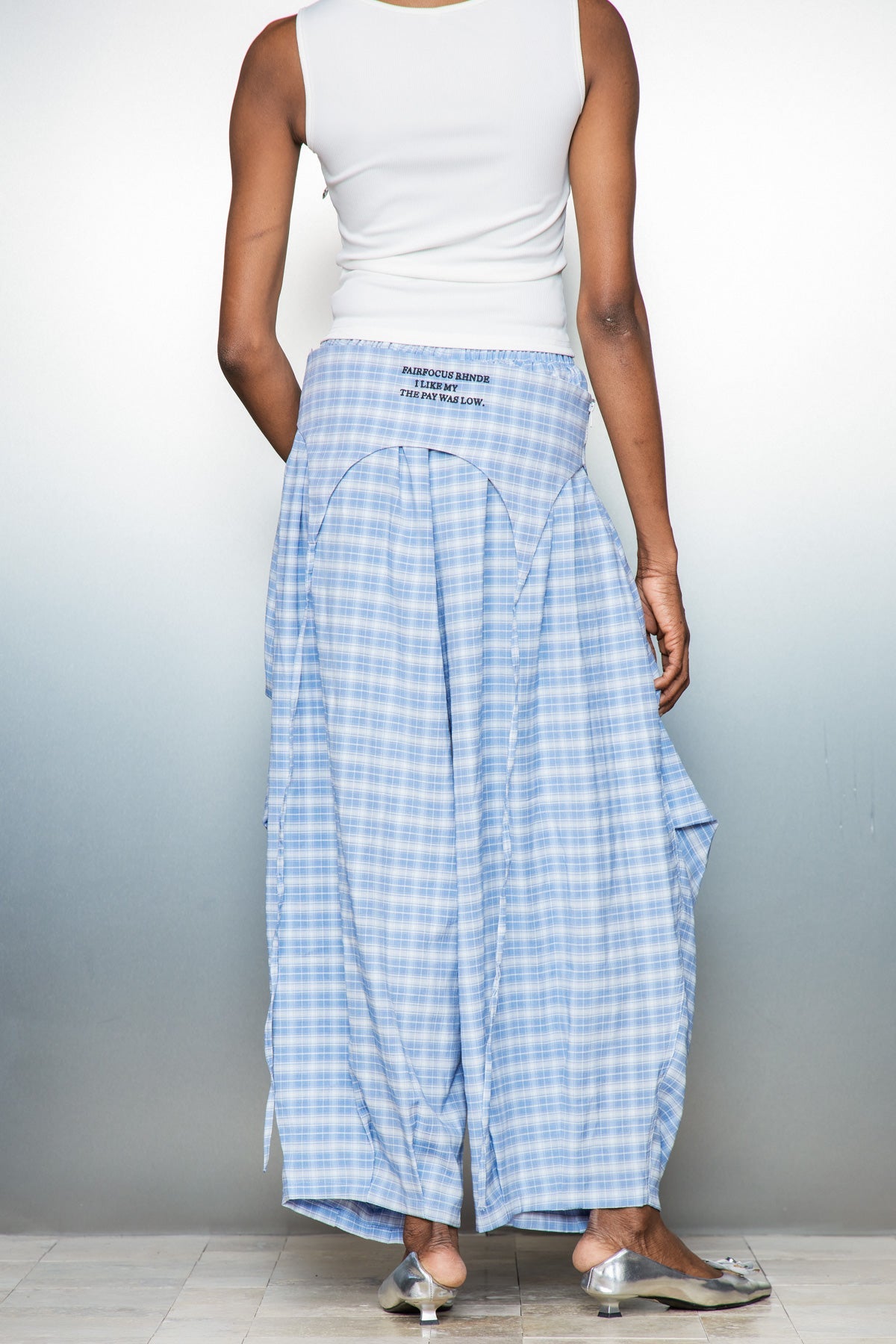 Anouk Asymmetric Deconstruct Grid Wide Pants
