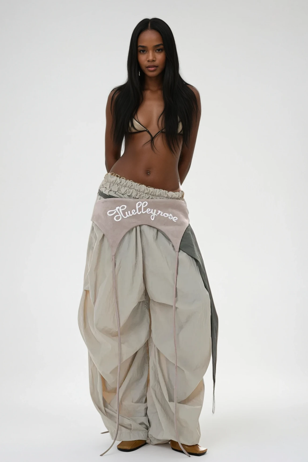 Anouk Asymmetric Deconstruct Wide Pants In Apricot
