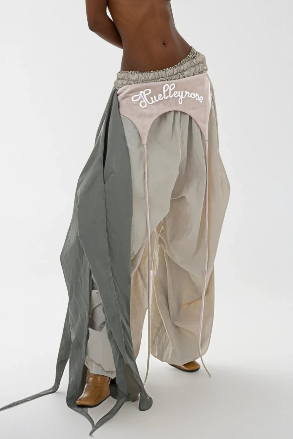 Anouk Asymmetric Deconstruct Wide Pants In Apricot