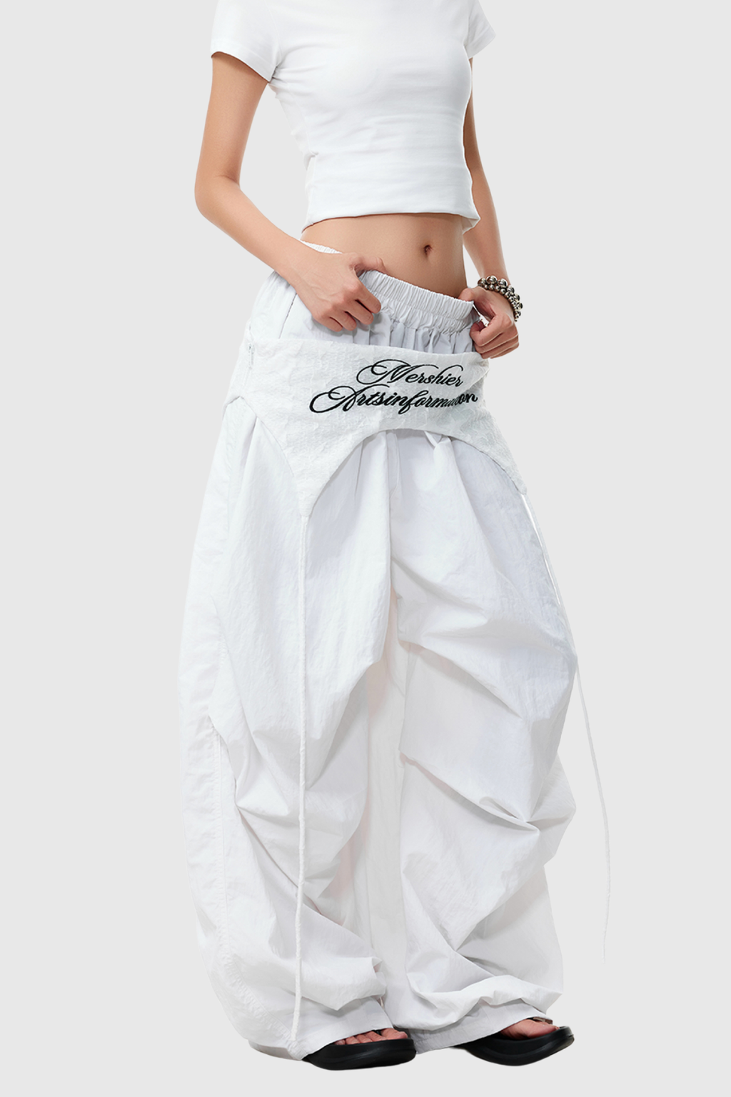 Anouk Asymmetric Deconstruct Wide Pants In White