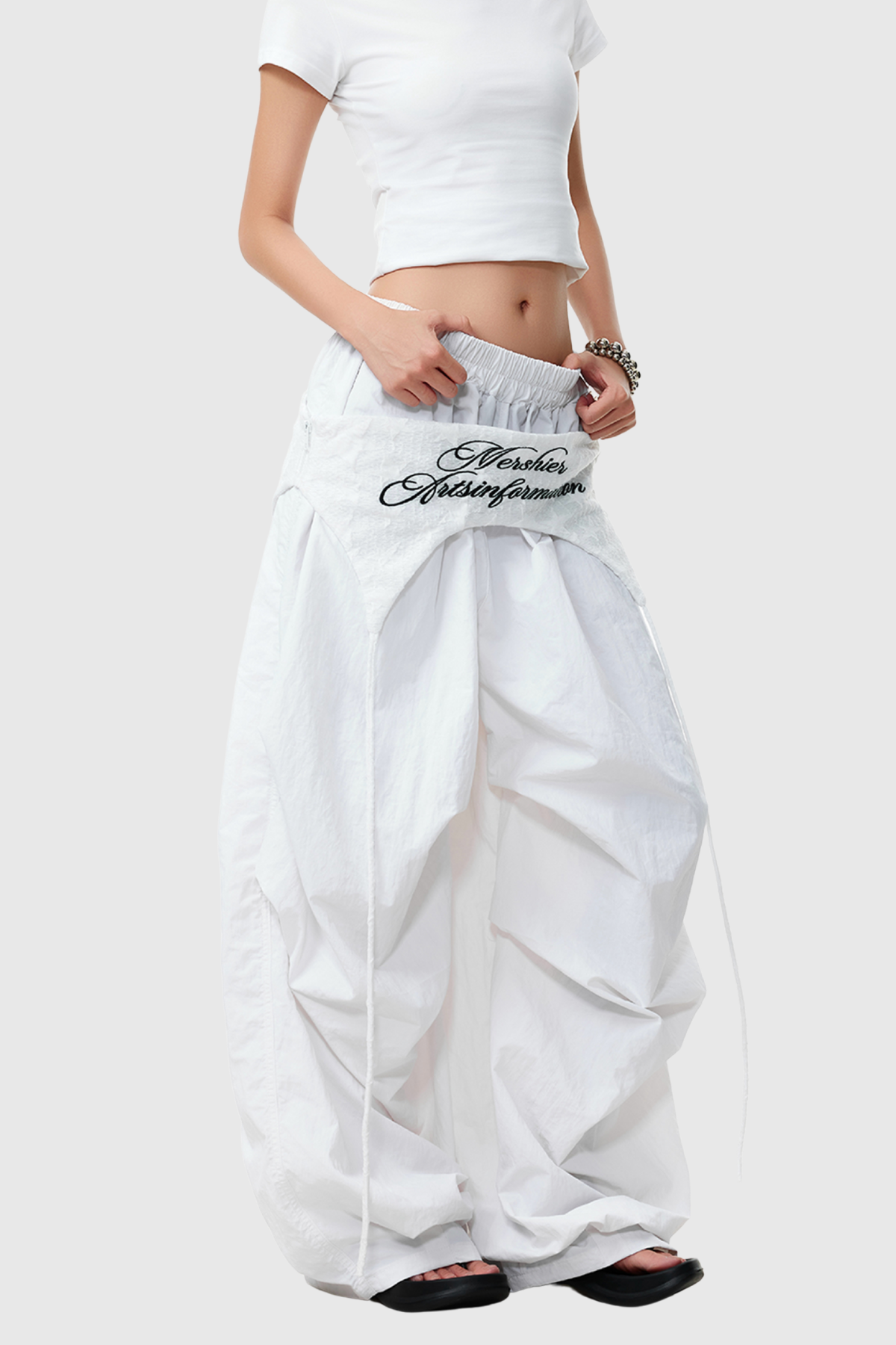 Anouk Asymmetric Deconstruct Wide Pants In White