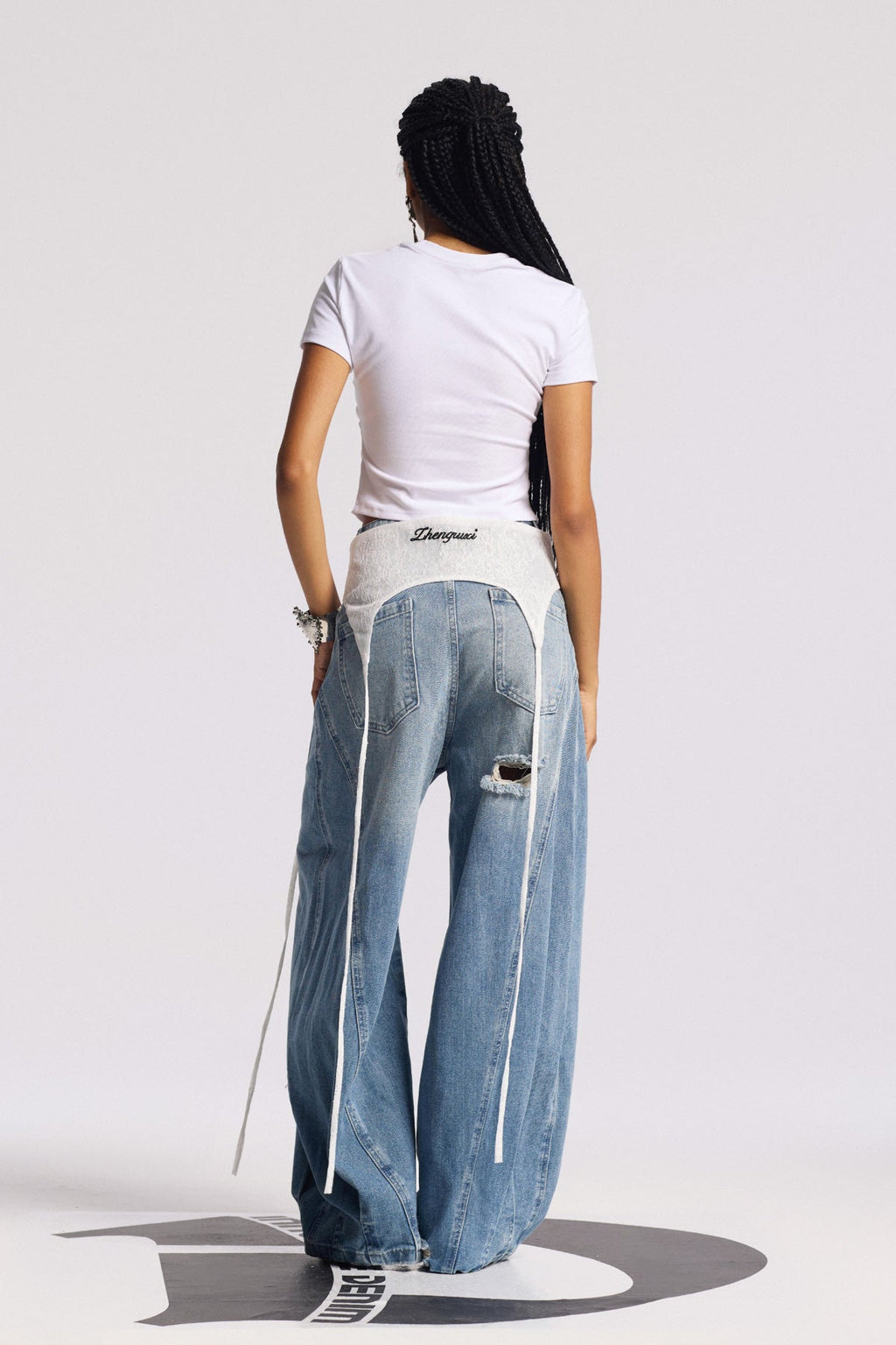 Anouk Asymmetric Deconstruct Wide Jeans