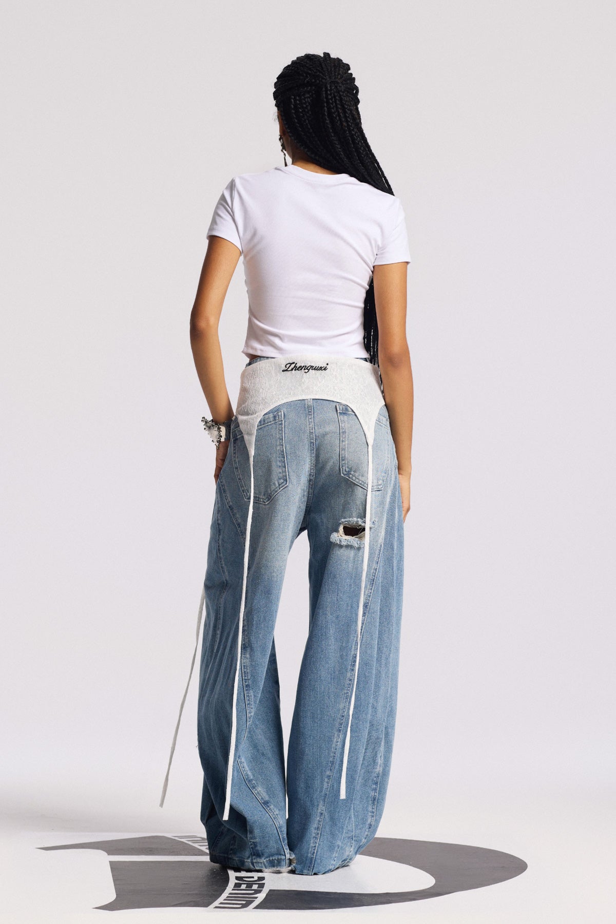 Anouk Asymmetric Deconstruct Wide Jeans