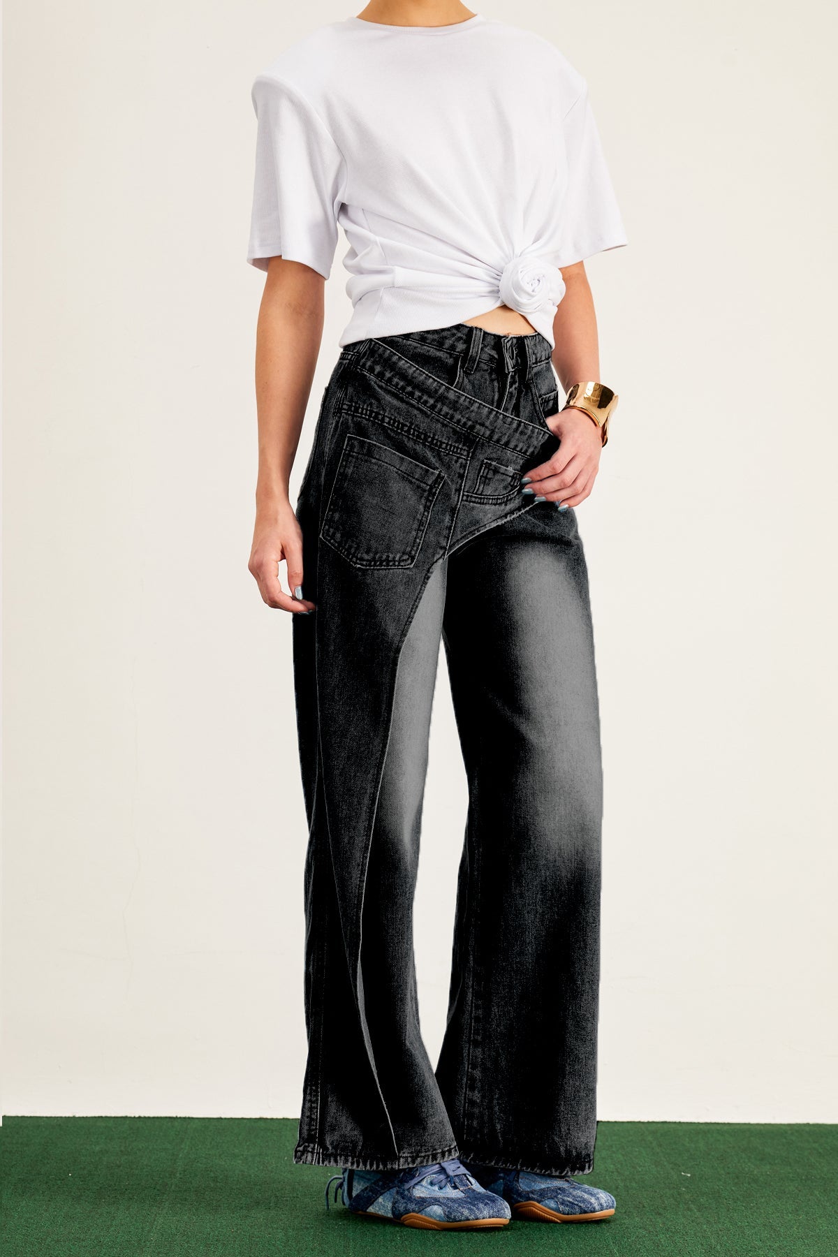 Ansgar Deconstruct Asymmetric Hayley Jeans In Black