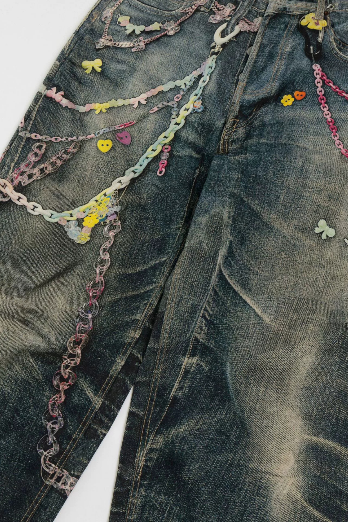 Ansley Chain Print Wide Jeans