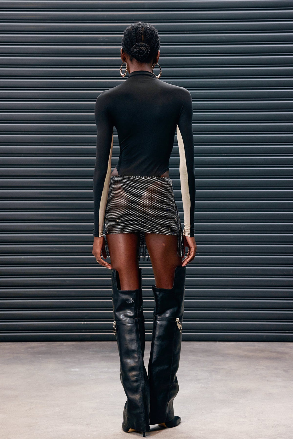 Antonello Rhinestone Fringe Mesh Skirt