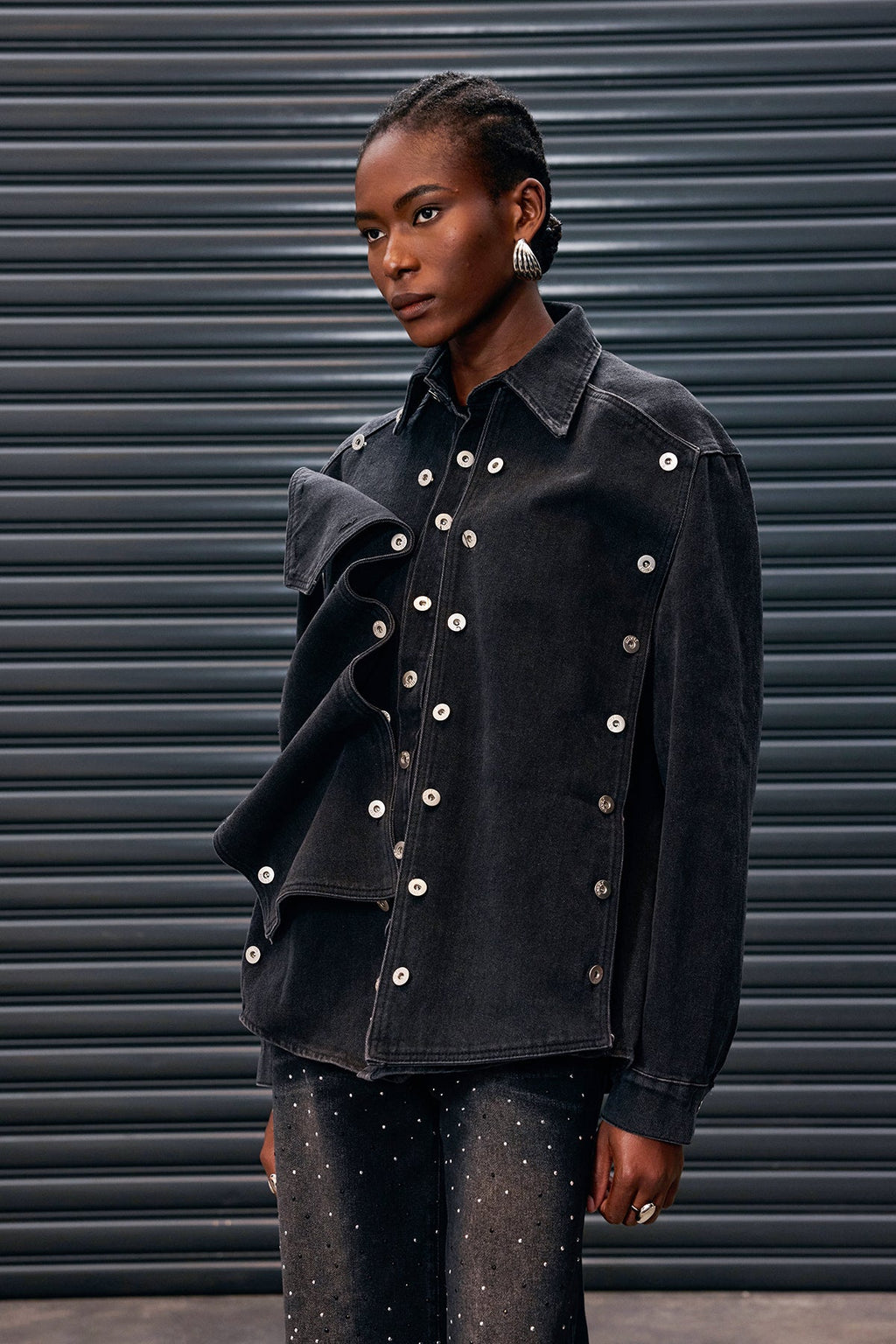 Antony Deconstruct Button Denim Jacket In Black