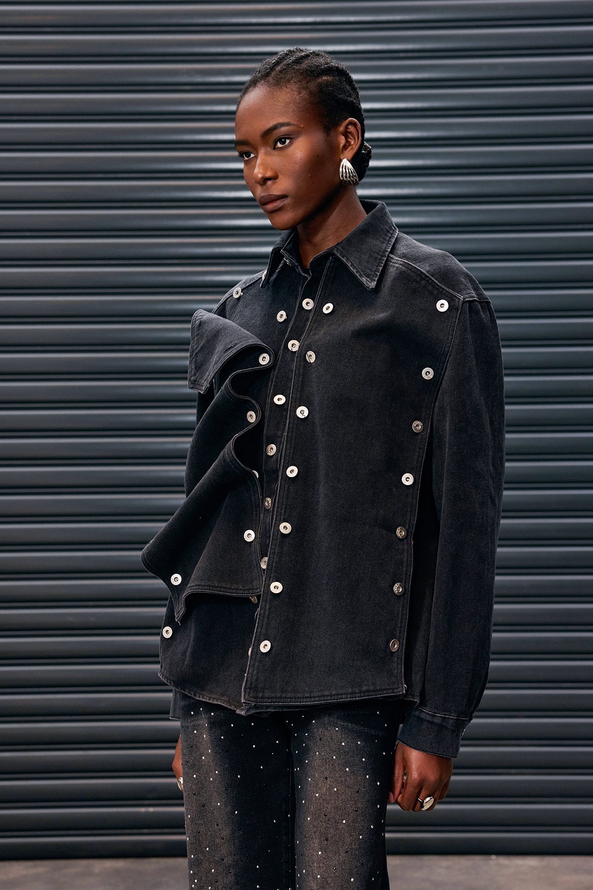 Antony Deconstruct Button Denim Jacket In Black