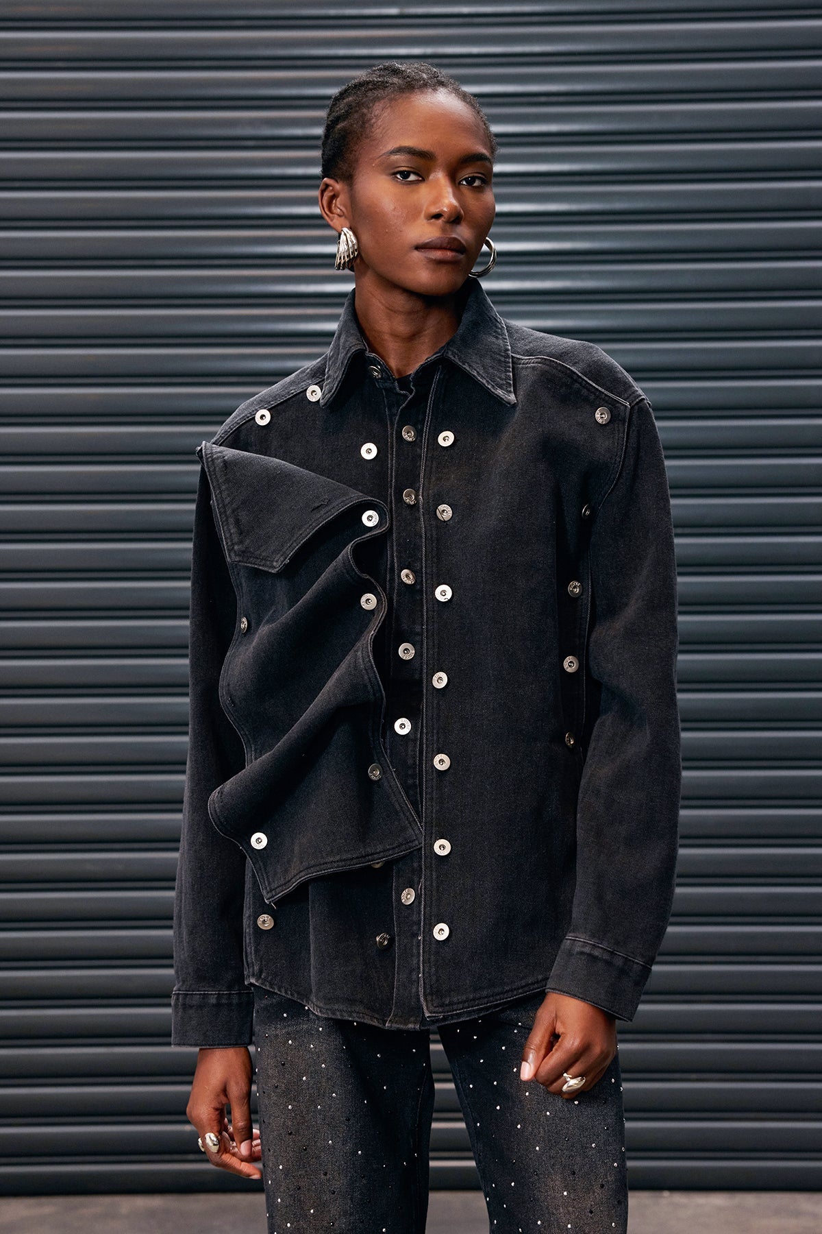 Antony Deconstruct Button Denim Jacket In Black