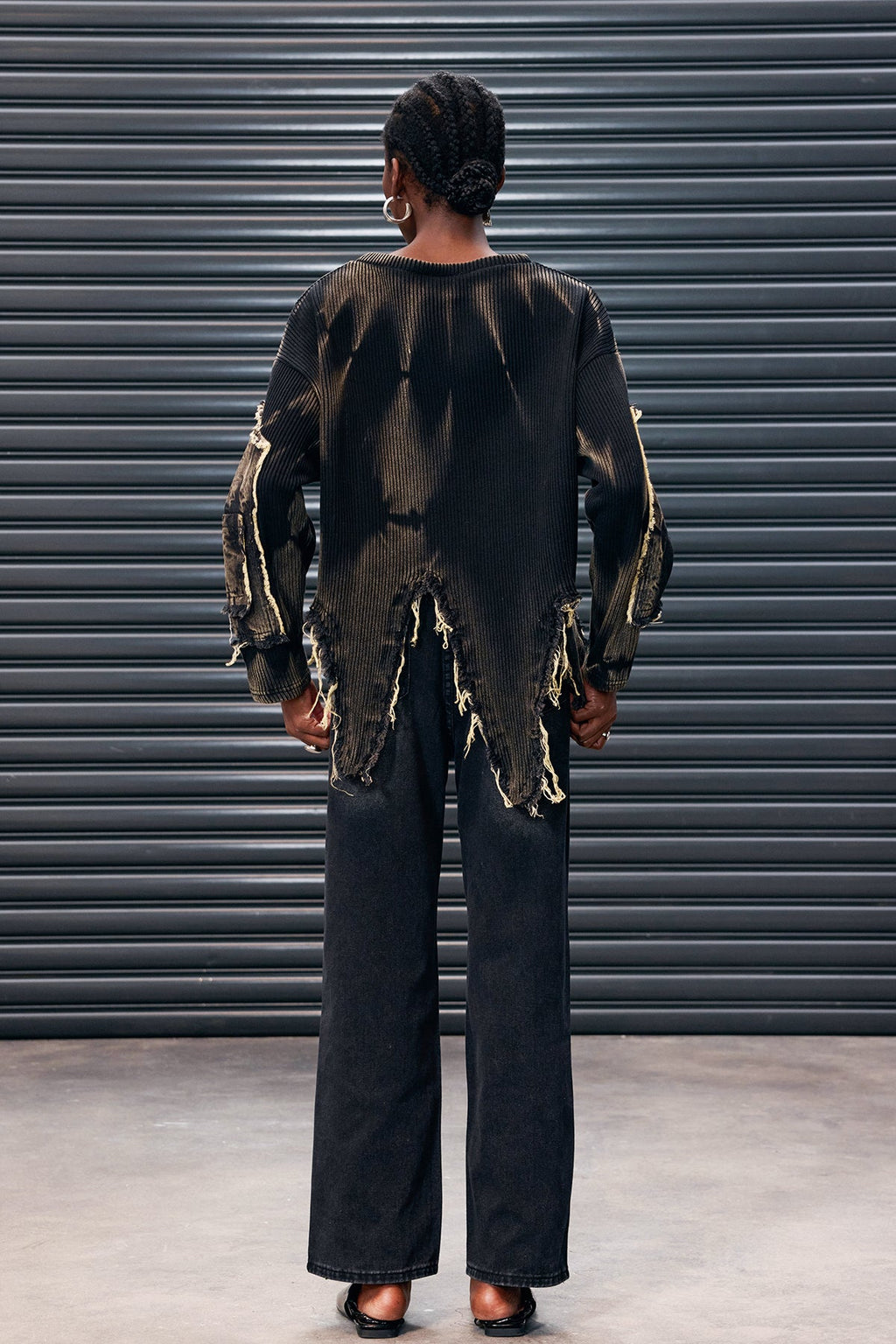 Antranig Tie Dye Asymmetric Fringe Knit Top