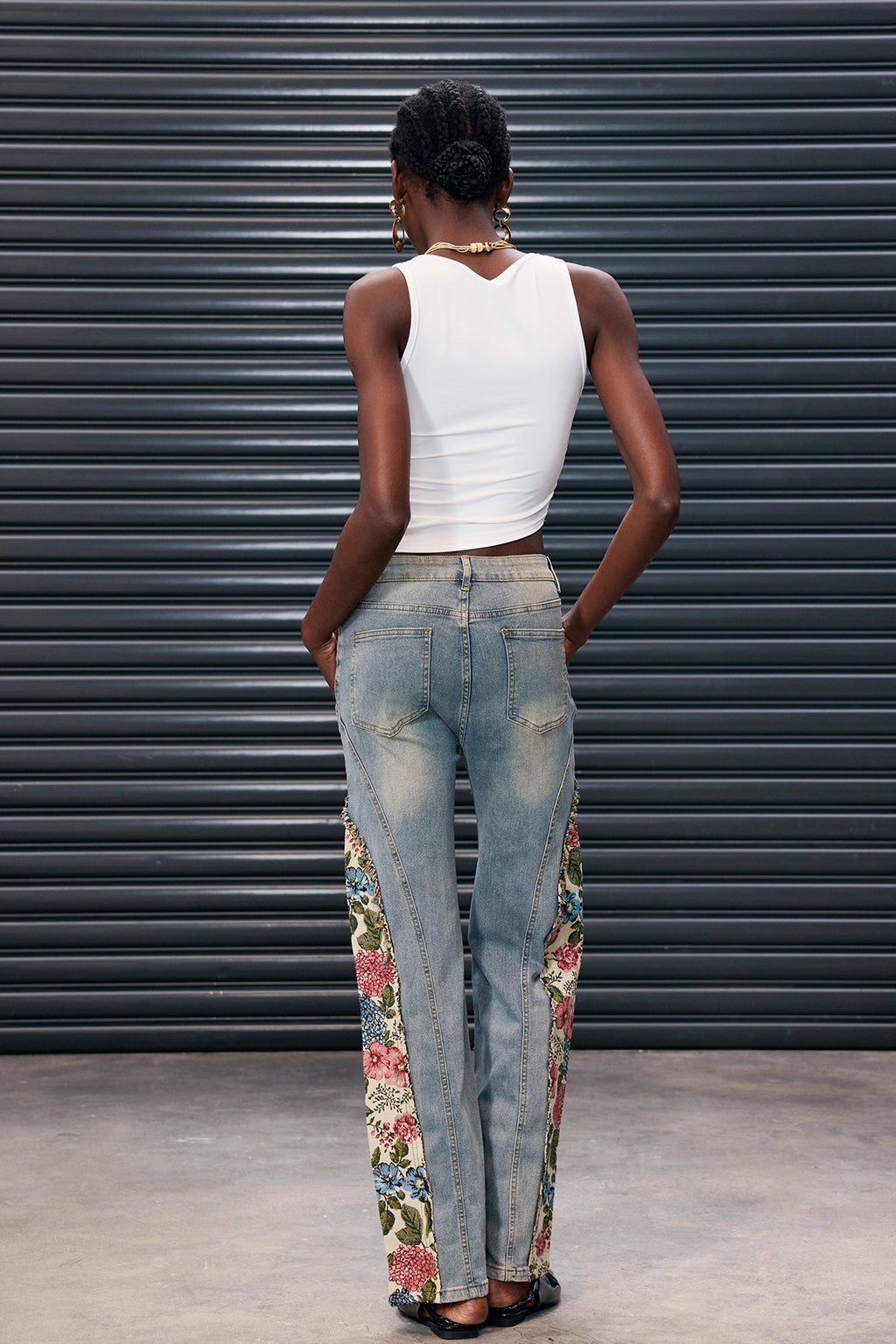 Anuj Deconstruct Floral Jeans