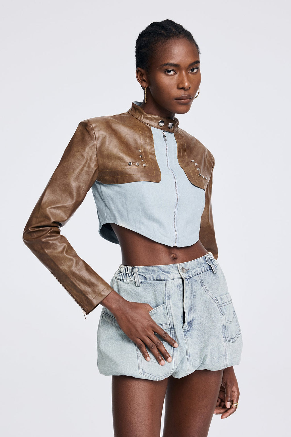 Aphra Deconstruct Short Leather Jacket