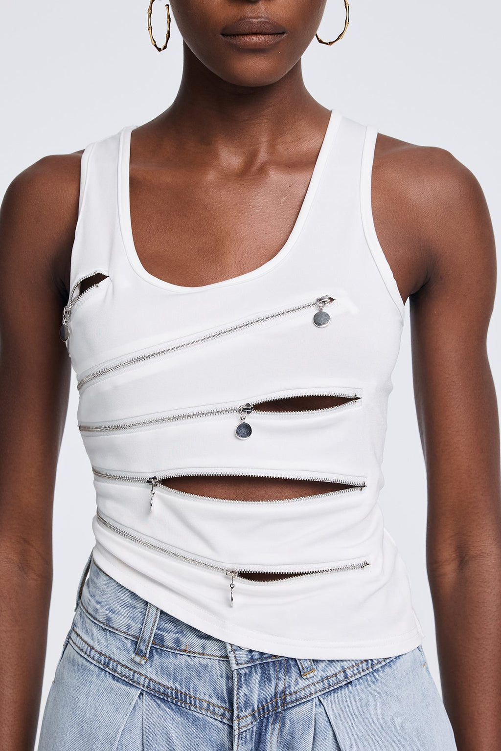 Apikalia Zipper Sleeveless Top