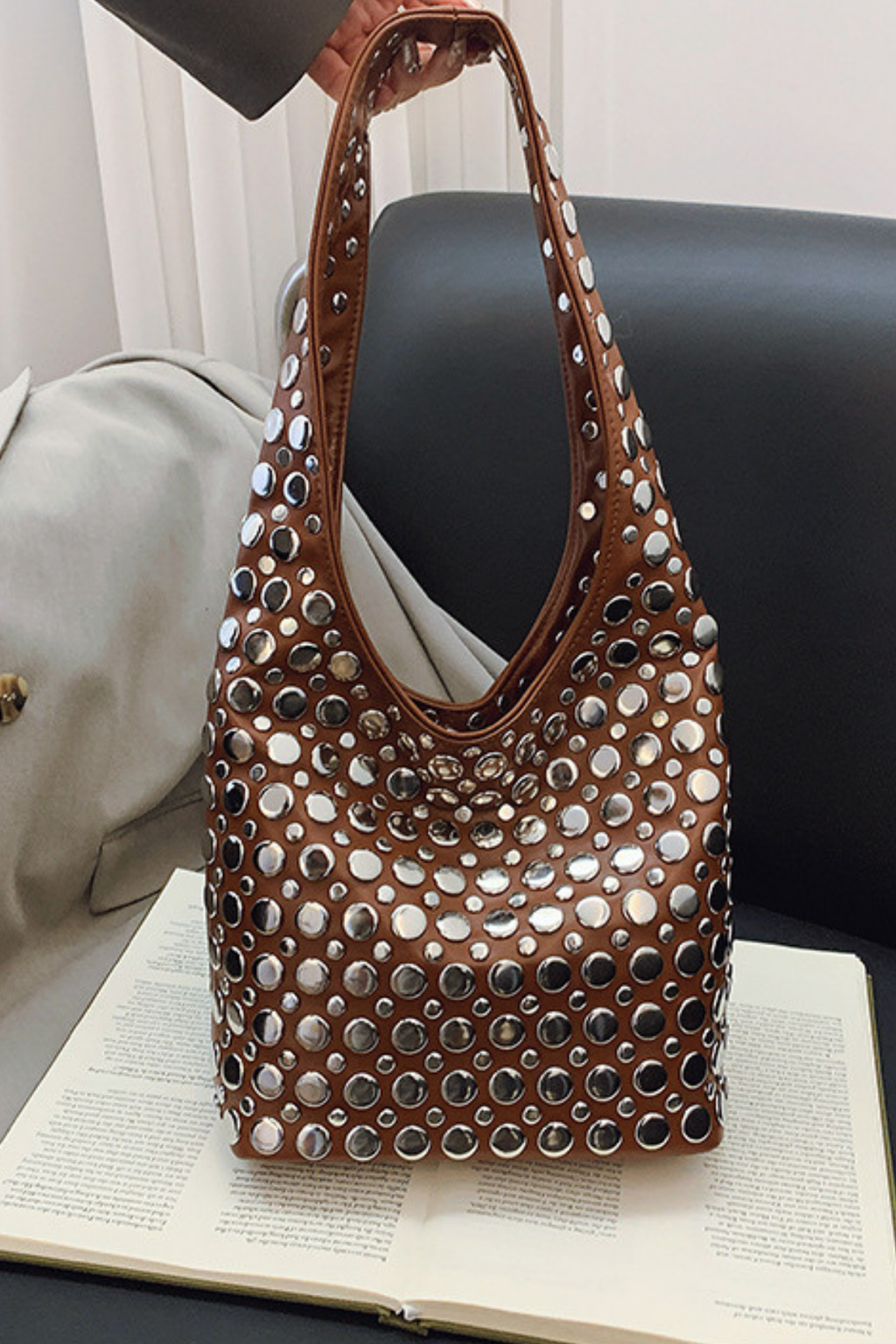 Apollonia Studded Leather Bag