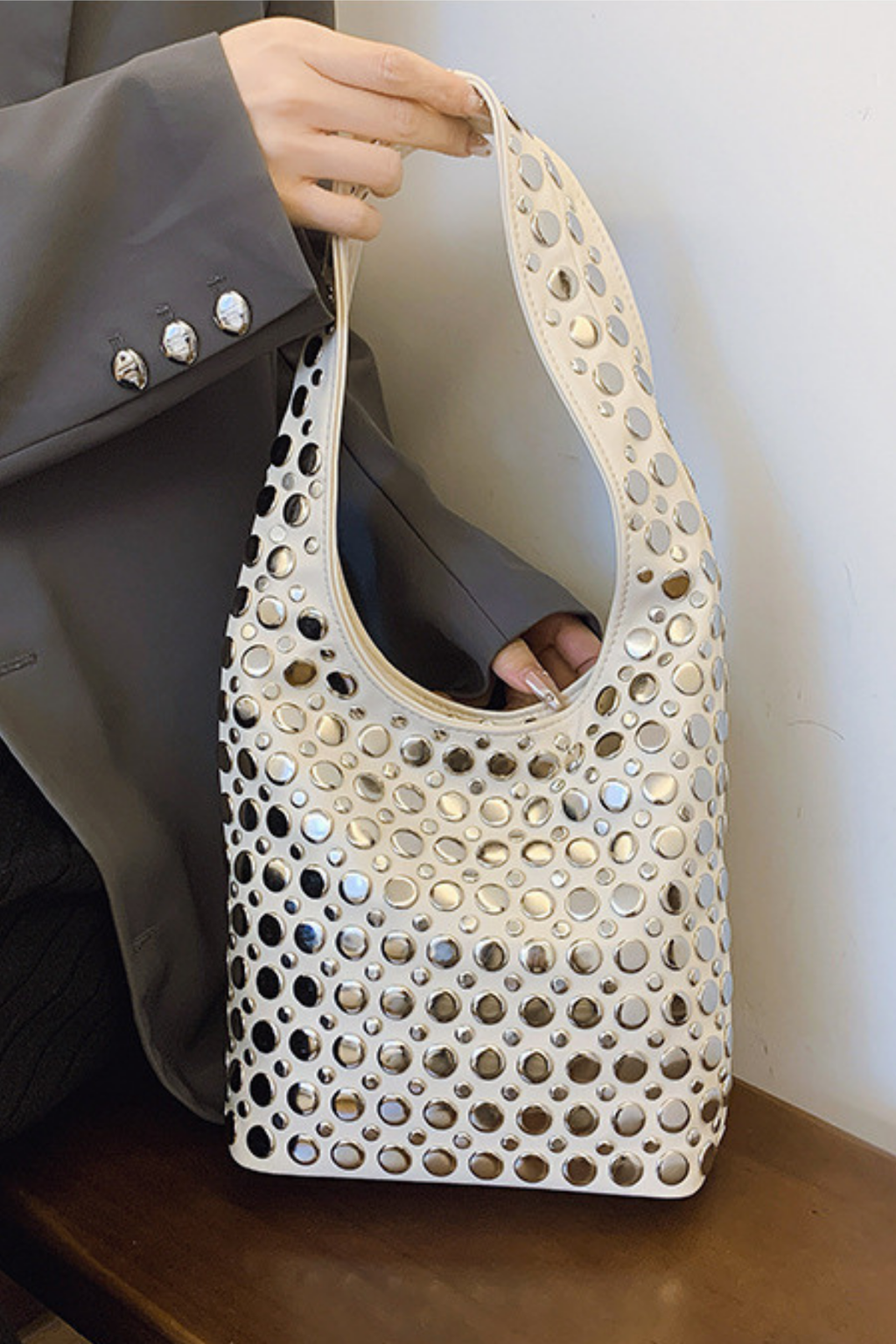 Apollonia Studded Leather Bag