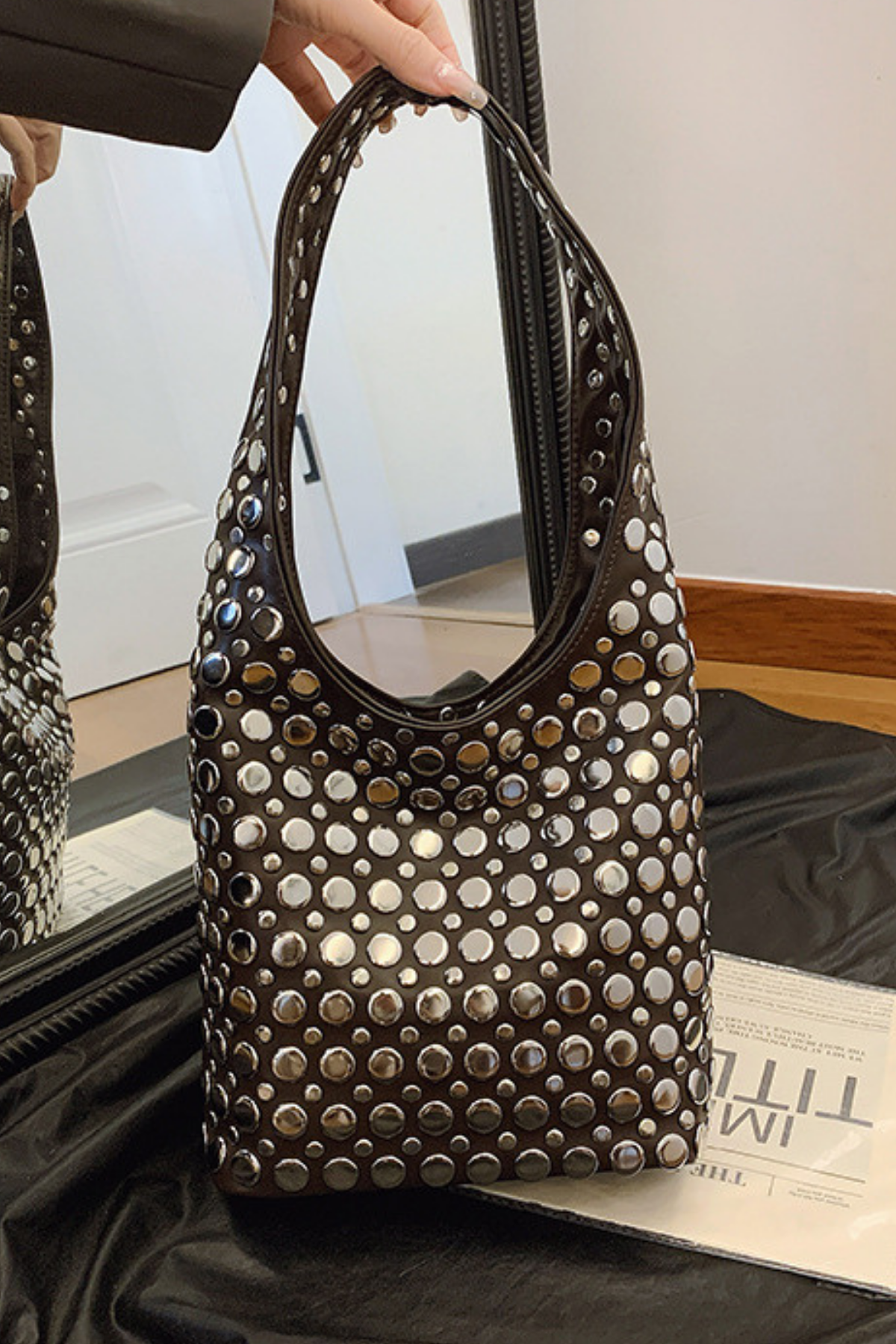 Apollonia Studded Leather Bag