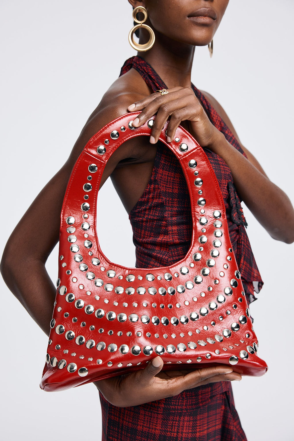 Apollonia Studded Leather Shoulder Bag