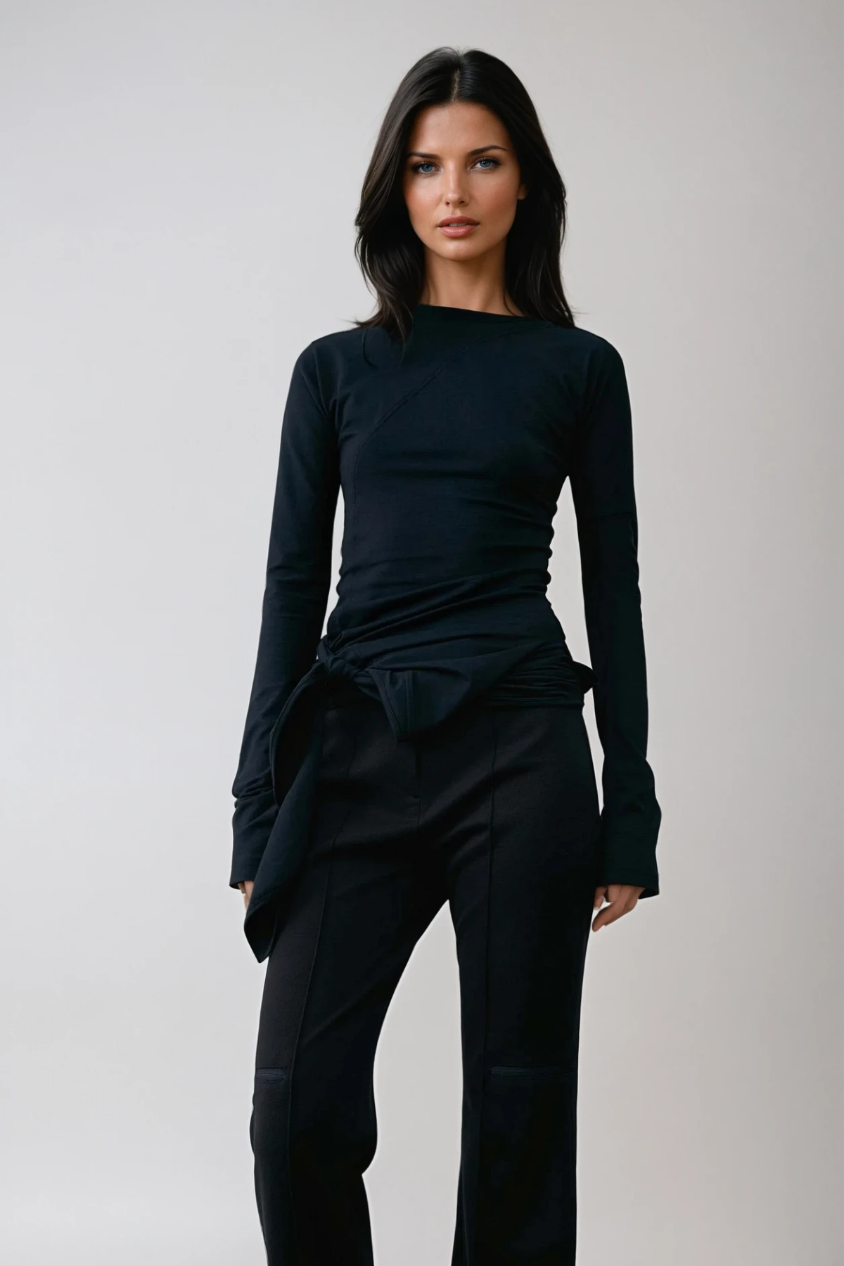 Apostolos Asymmetric Fringe Bodycon Top In Black