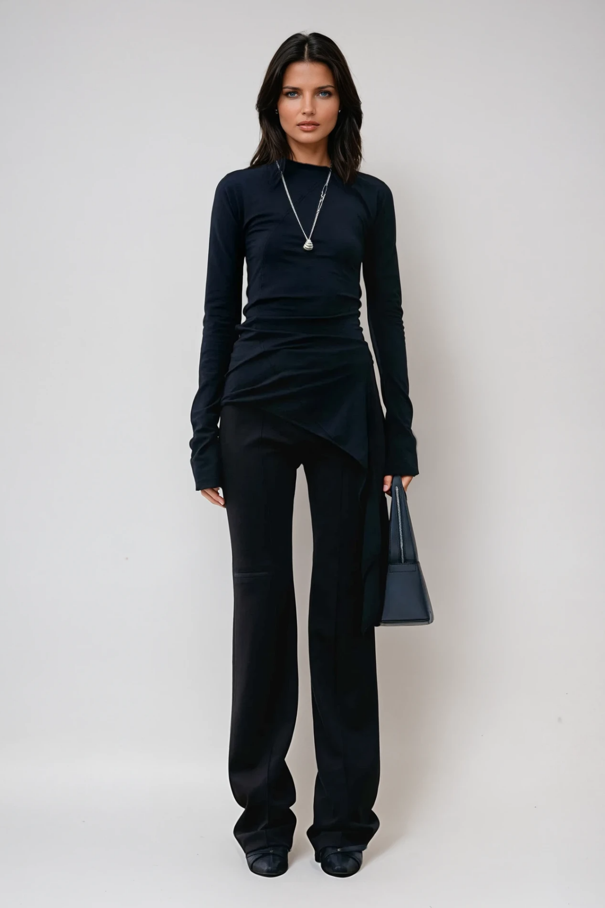 Apostolos Asymmetric Fringe Bodycon Top In Black