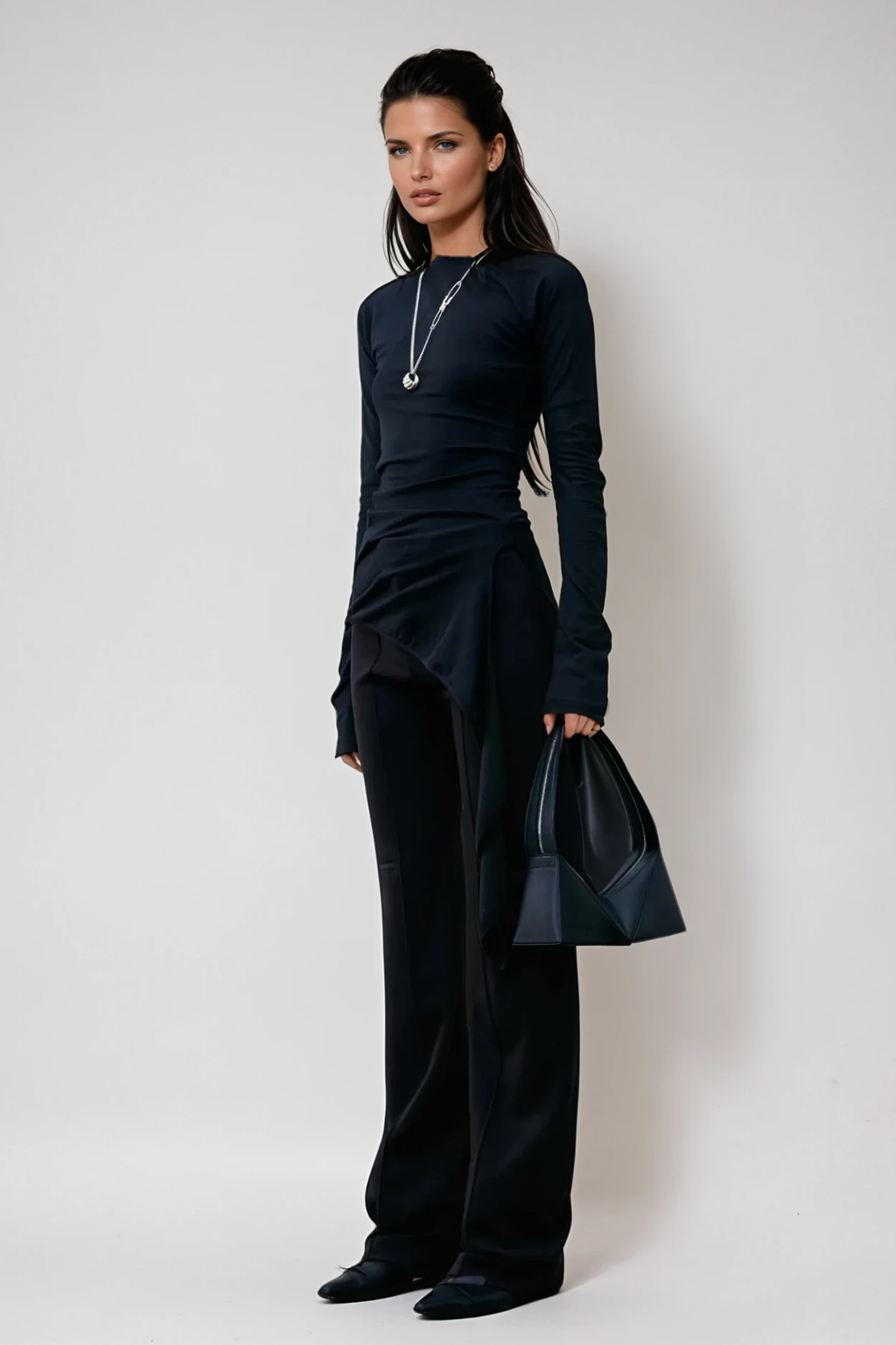 Apostolos Asymmetric Fringe Bodycon Top In Black