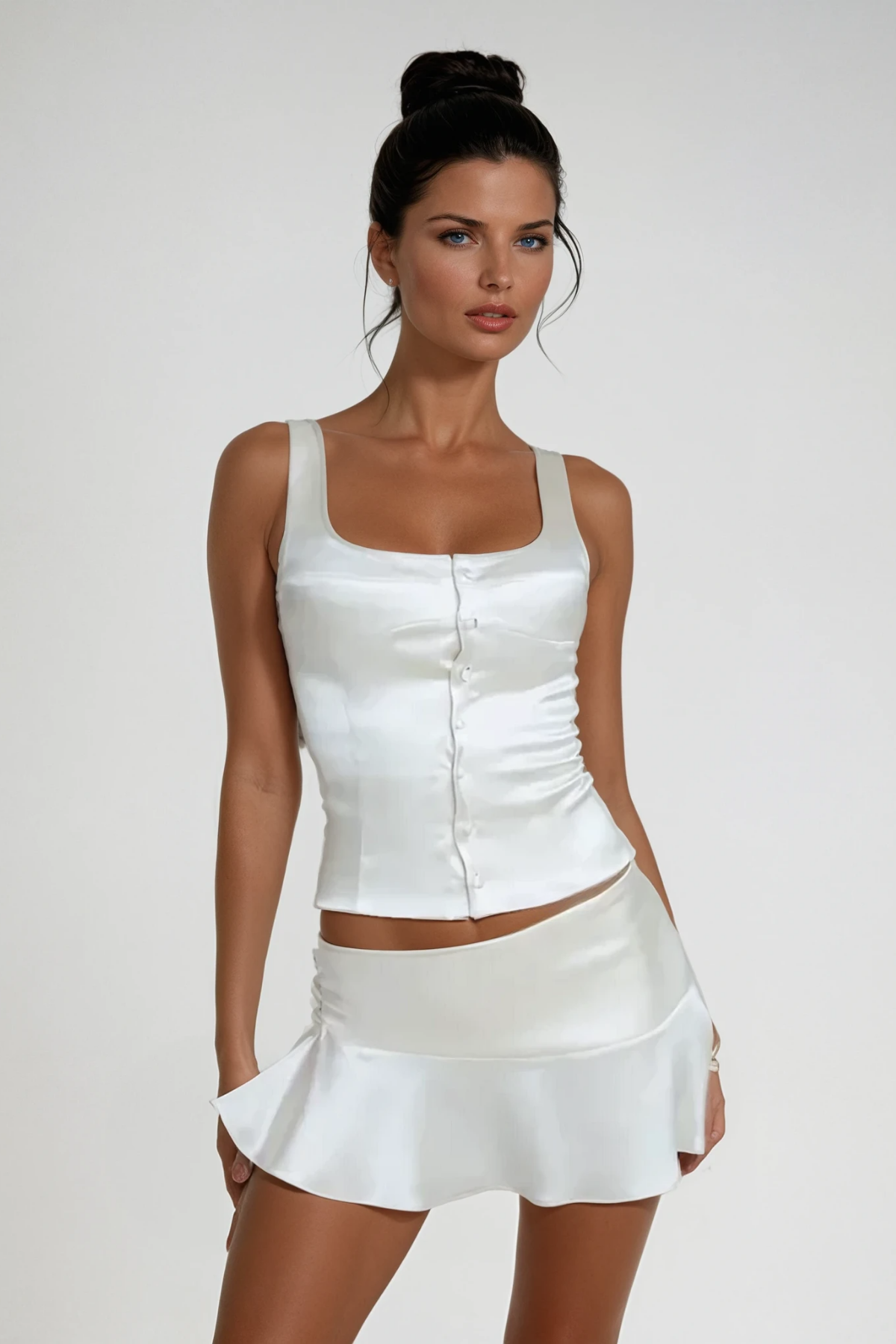 Appa Satin Bodyson Sleeveless Skirt Set